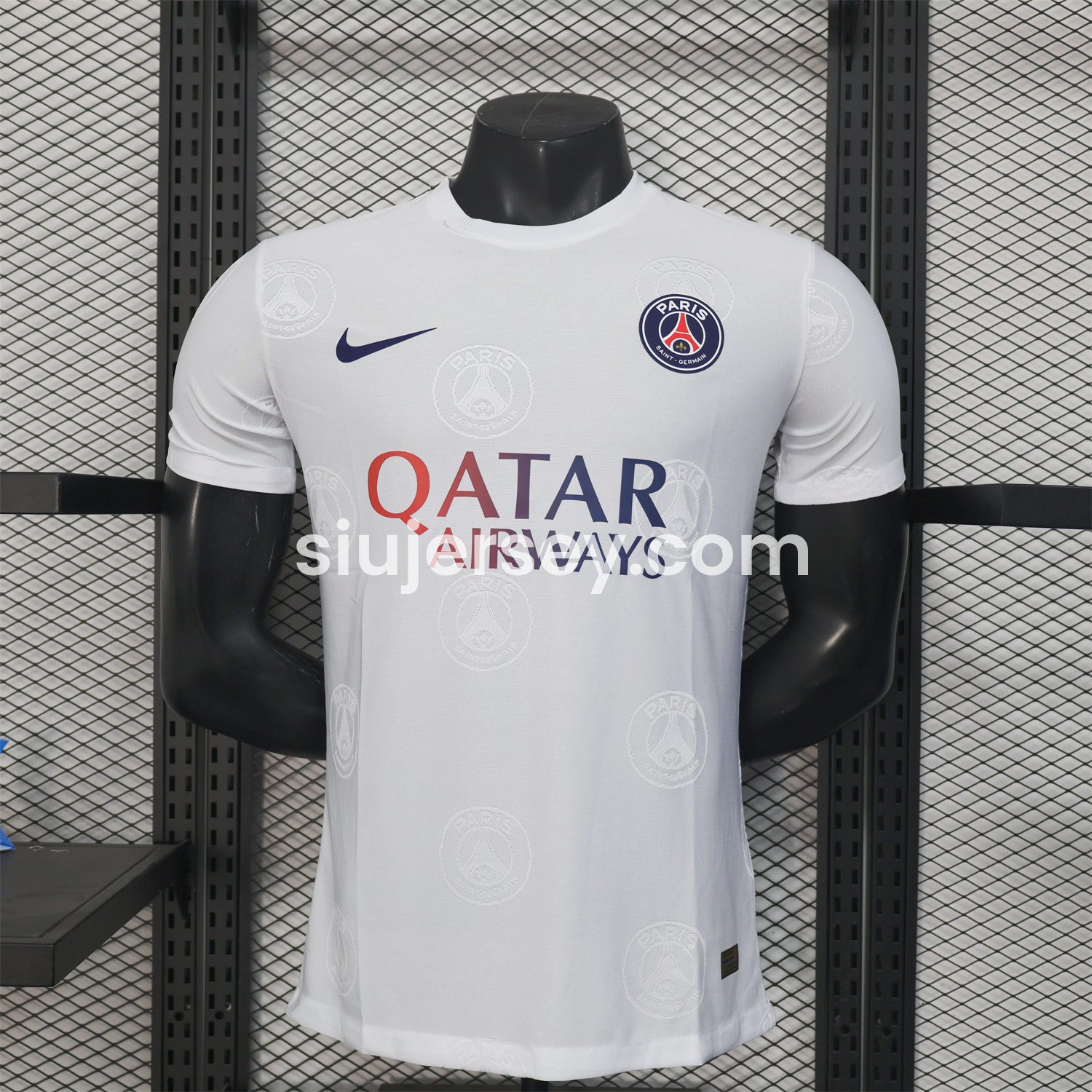 SIUjerseys-Paris Saint-Germain PSG 25-26 White Jersey with Team Logo Decoration and Gradient Advertising - Player Version