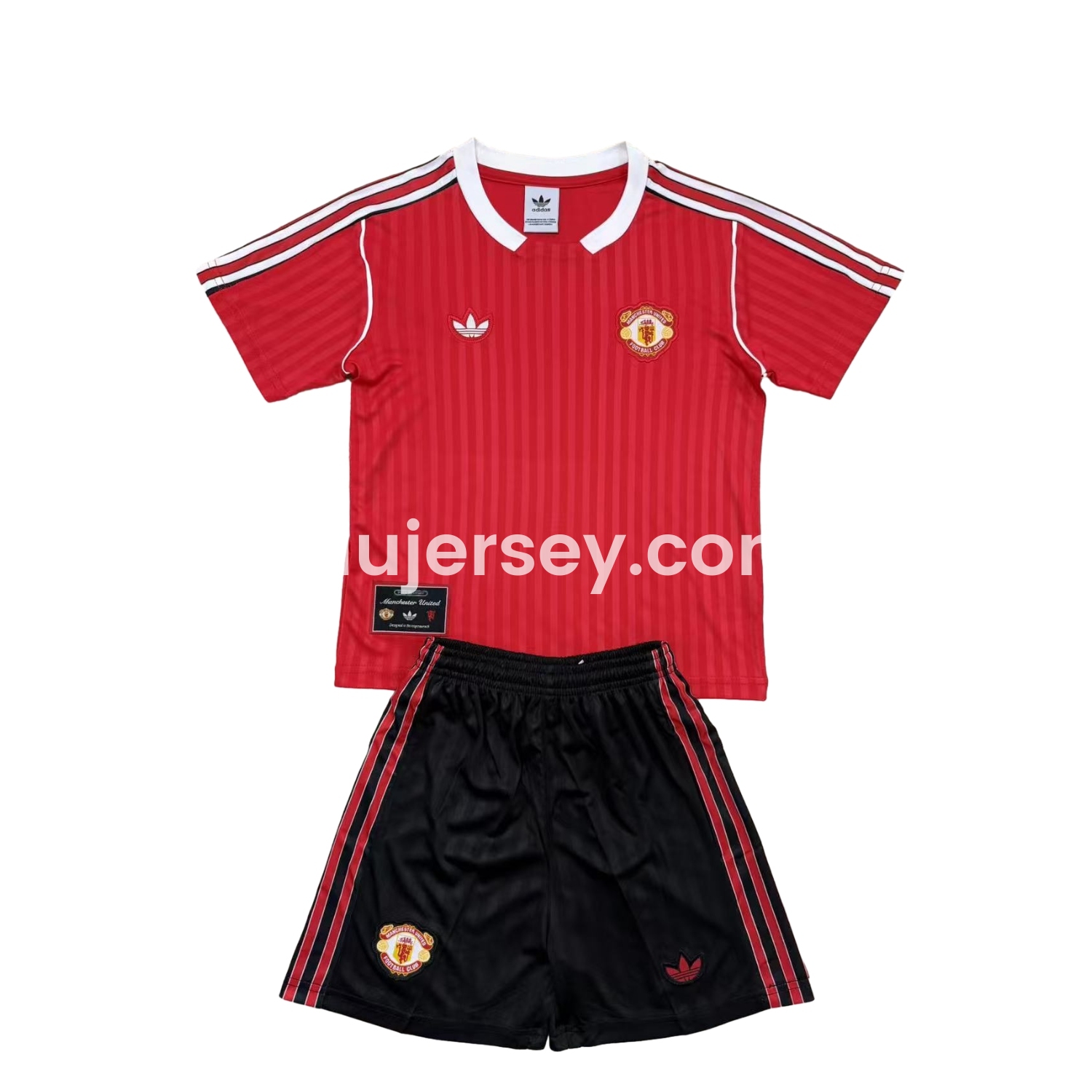 SIUjerseys-Manchester United 25-26 Red Terrace Icon Throwback Style Kids Kit