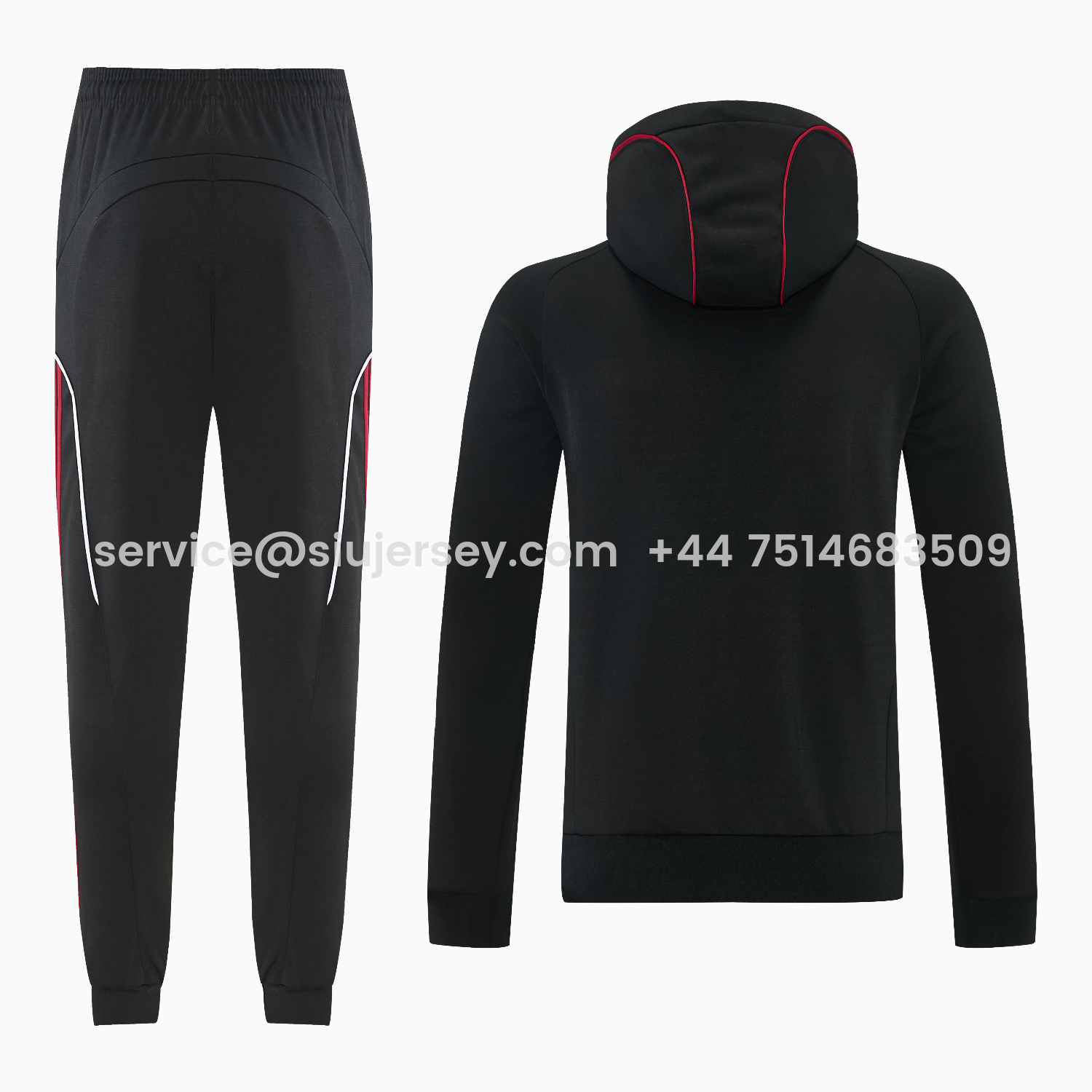 SIUjerseys-Liver.pool 25-26 Hooded Windbreaker Training Set - Black Top & Black Pants