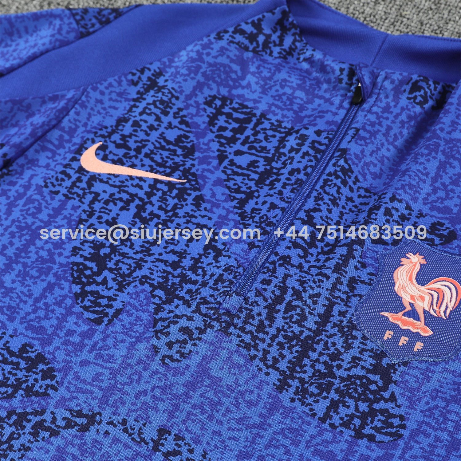 SIUjerseys-France 2026 Long Sleeves Training Set - Ocean Blue Top & Dark Blue Pants