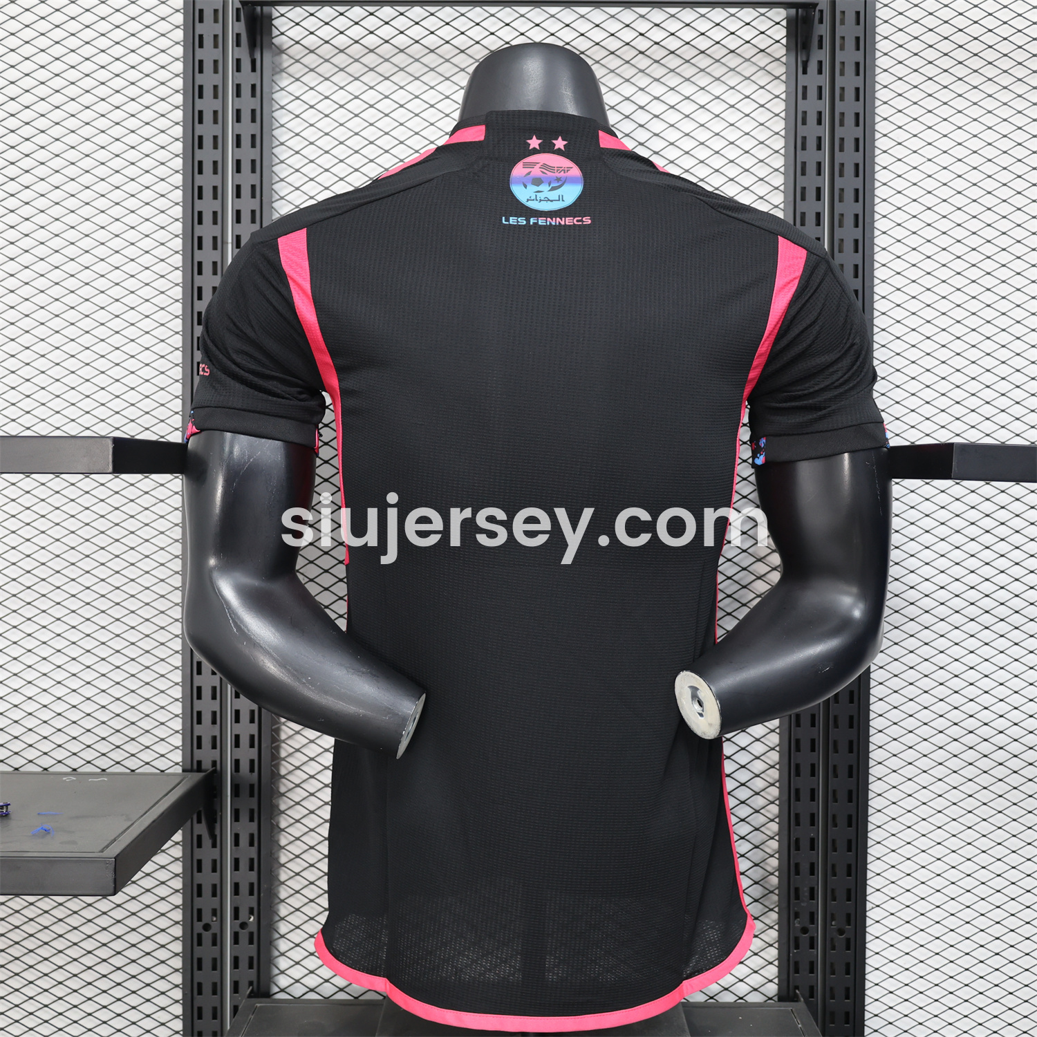 SIUjerseys-Algeria 25-26 Pure Black with Fluorescent Green Powder Advertising Jersey - Player Version