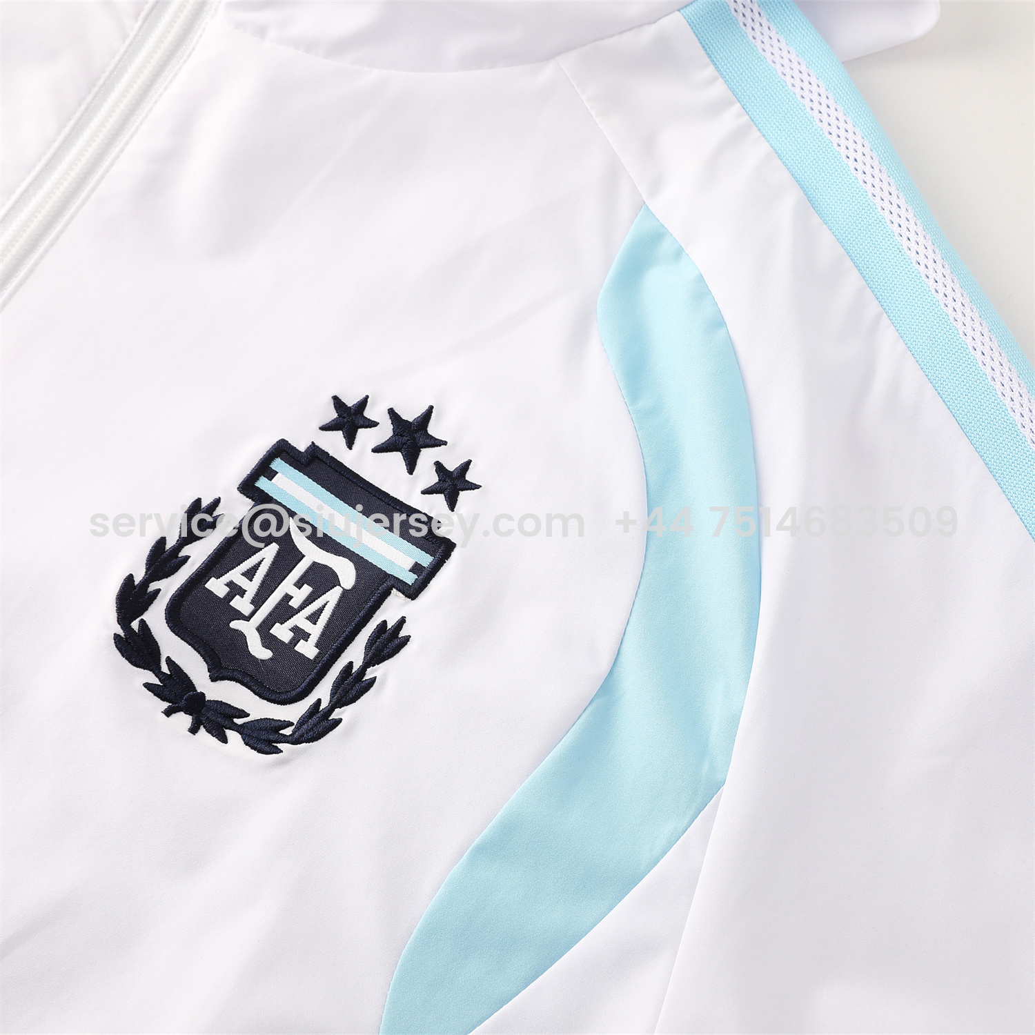 SIUjerseys-Argentina 2026 Hooded Windbreaker Training Set - White Top & Dark Blue Pants