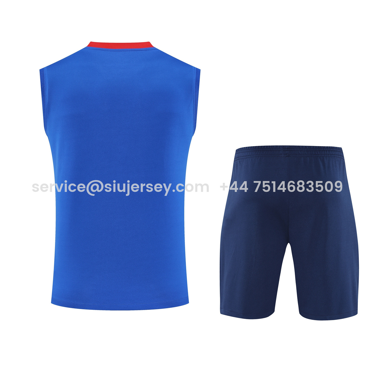 SIUjerseys-Paris Saint-Germain PSG 25-26 Vest Training Set - Red And Blue Lines Vest & Blue Shorts