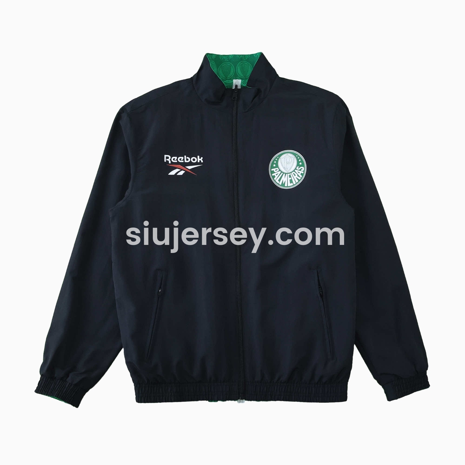 SIUjerseys-Palmeiras 25-26 Double Sided Reversible Windbreaker - Black & Green