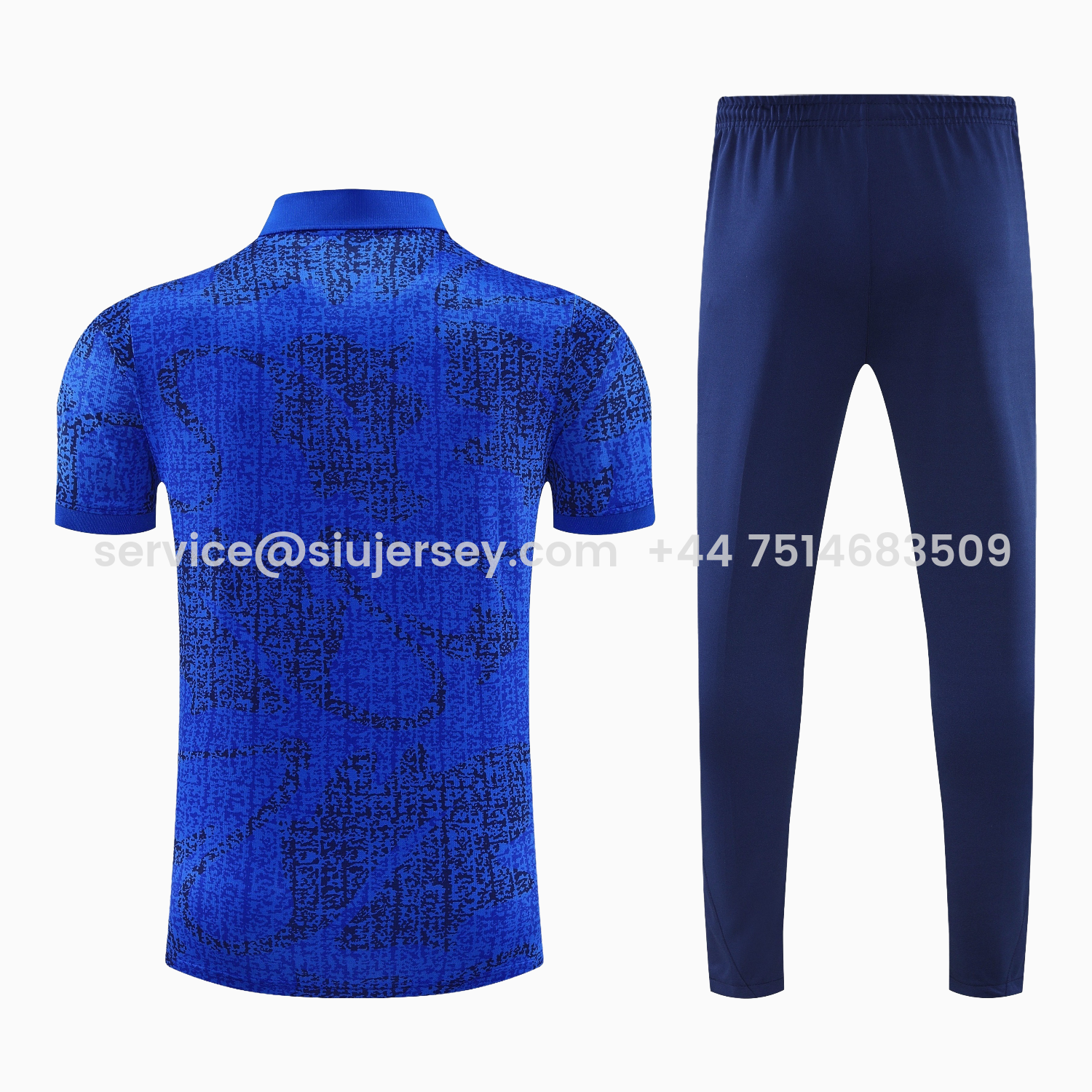SIUjerseys-France 25-26 POLO Short-Sleeve Training Set - Ocean Blue Top and Dark Blue Pants