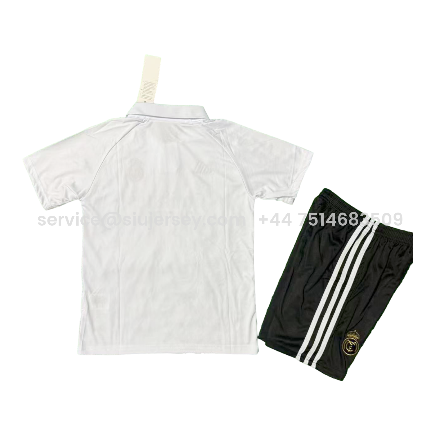 SIUjerseys-Real Madrid 25-26 Black Dragon White Special Polo Kids Kit