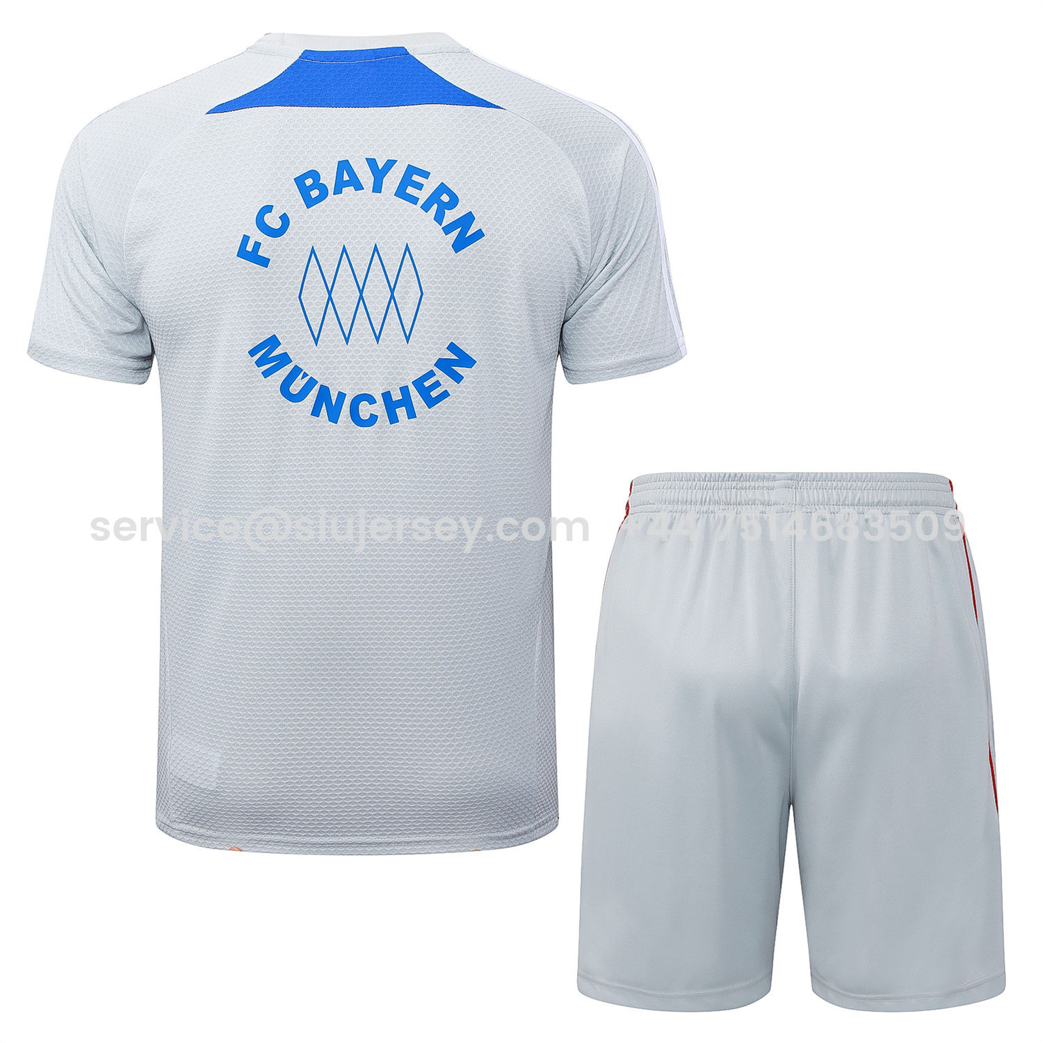 SIUjerseys-Bayern Munich 25-26 Short-Sleeve Training Set - Grey Throwback Top & Shorts