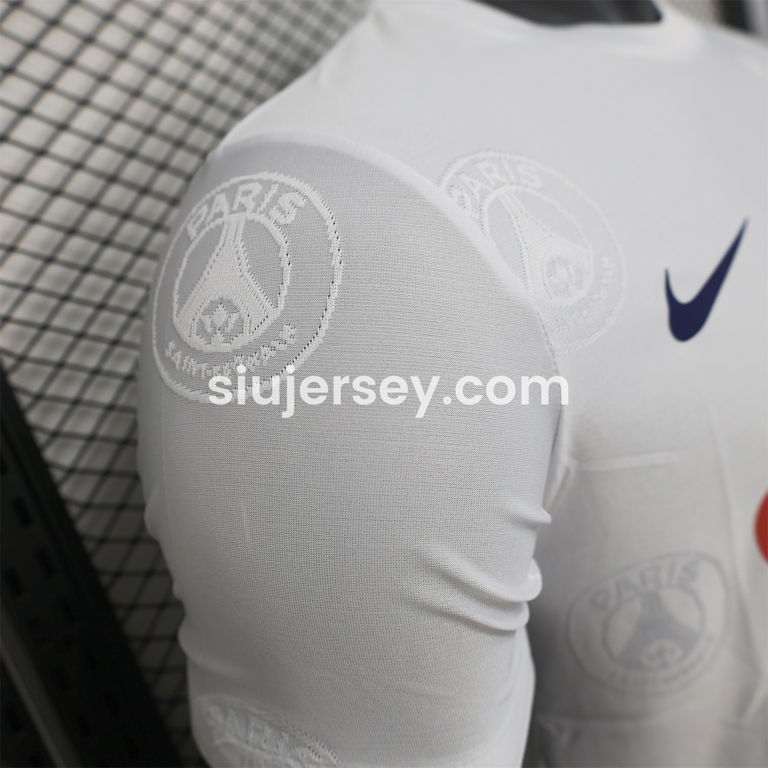 SIUjerseys-Paris Saint-Germain PSG 25-26 White Jersey with Team Logo Decoration and Gradient Advertising - Player Version