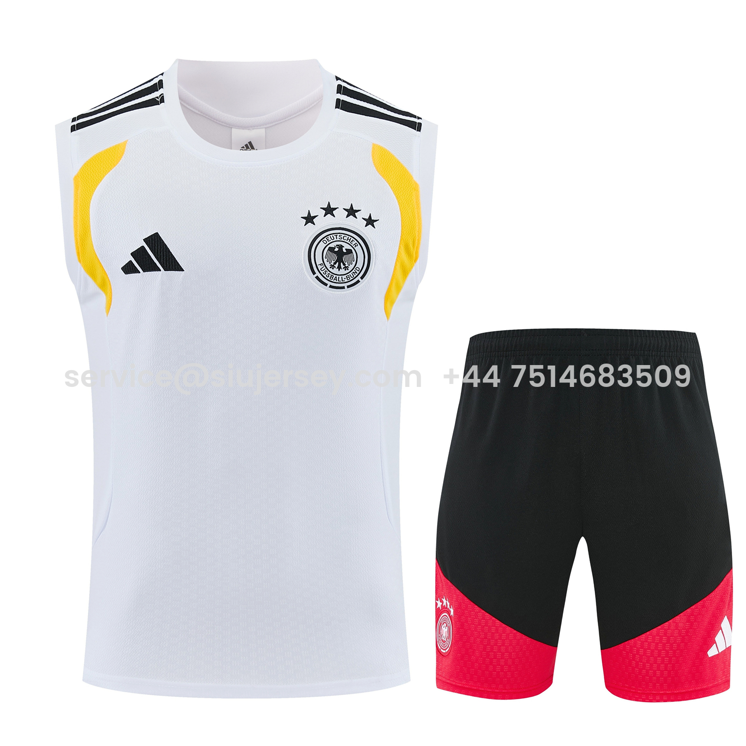 SIUjerseys-Germany 2026 Vest Training Set - White Vest and Black Shorts