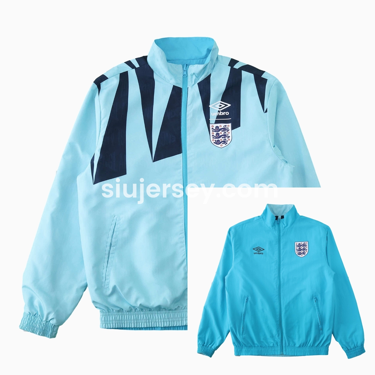 SIUjerseys-Retro England 1992 Double Sided Reversible Windbreaker - Blue & Green