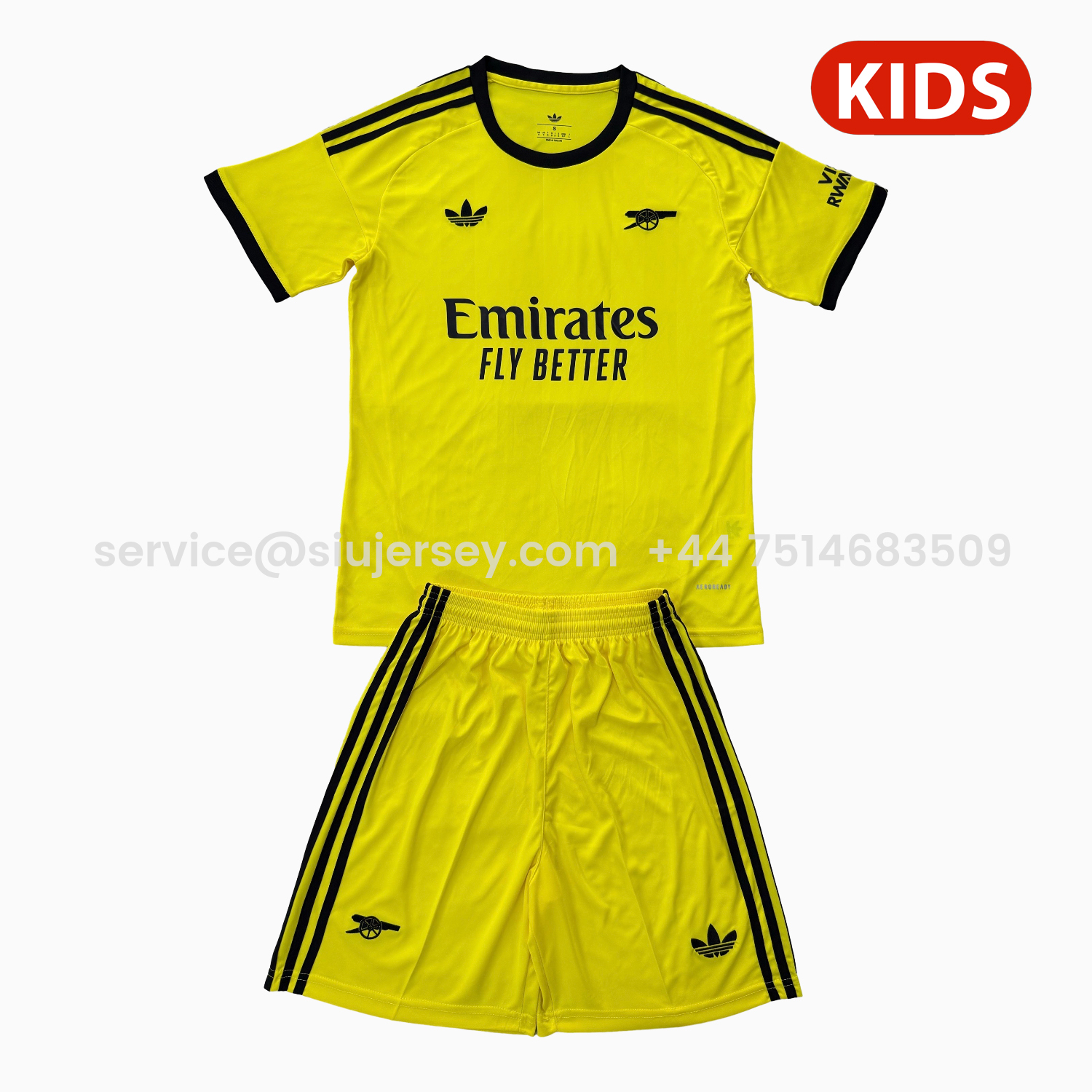SIUjerseys-Arsenal 25-26 Yellow Goalkeeper Kids Kit