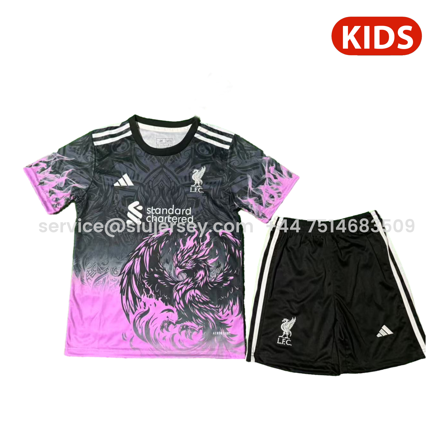 SIUjerseys-Liver.pool 25-26 Purple Liver.pool Bird Black Special Kids Kit