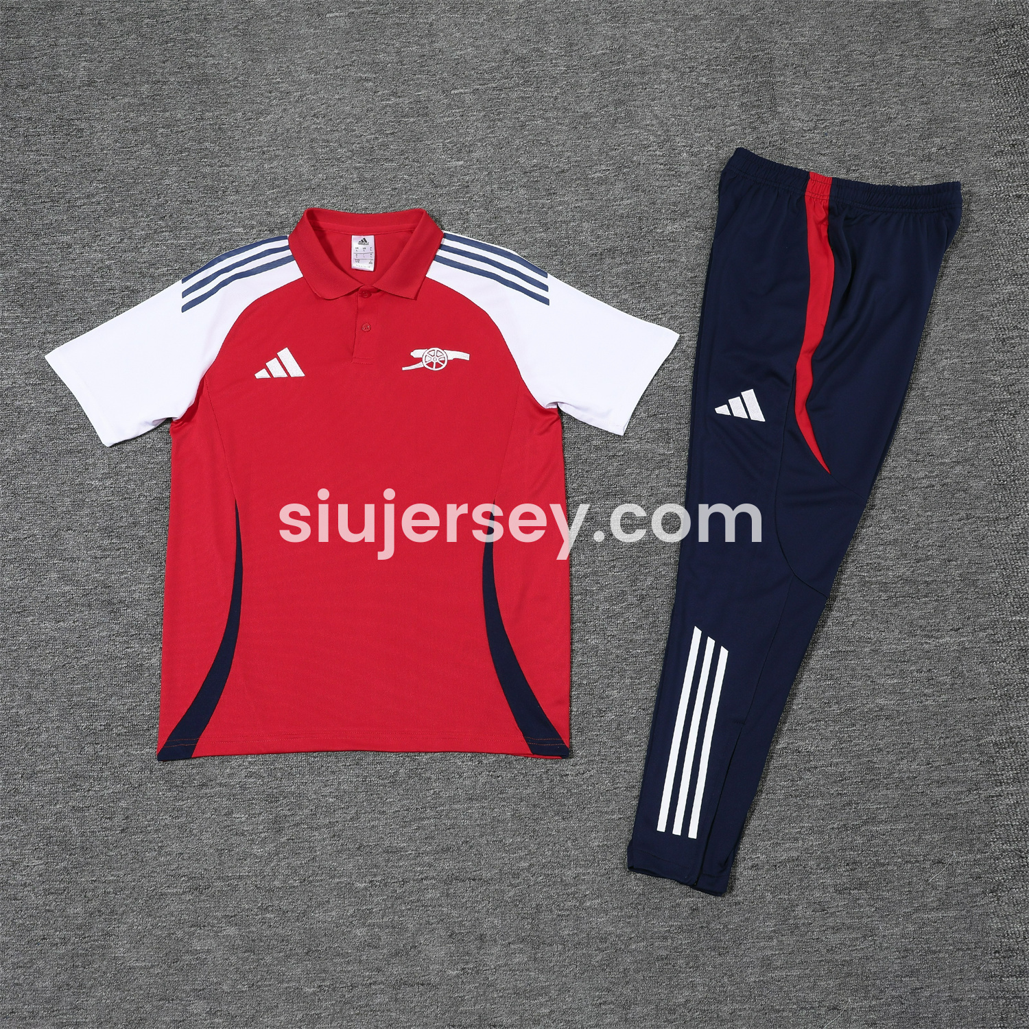 SIUjerseys-Arsenal 25-26 POLO Short-Sleeve Training Set - Red Top and Deep Blue Pants