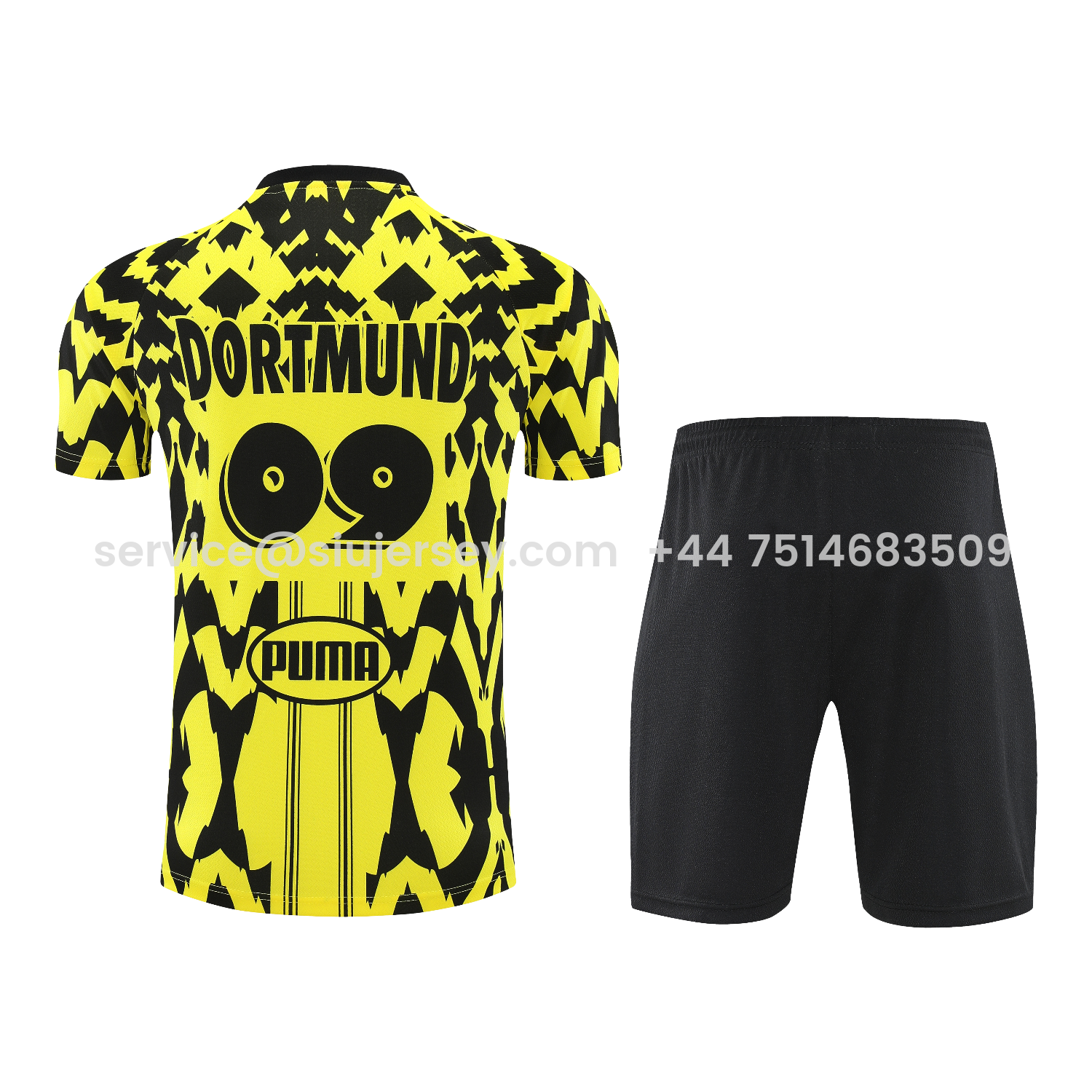 SIUjerseys-Dortmund 25-26 Short-Sleeve Training Set - Yellow Top & Black Shorts