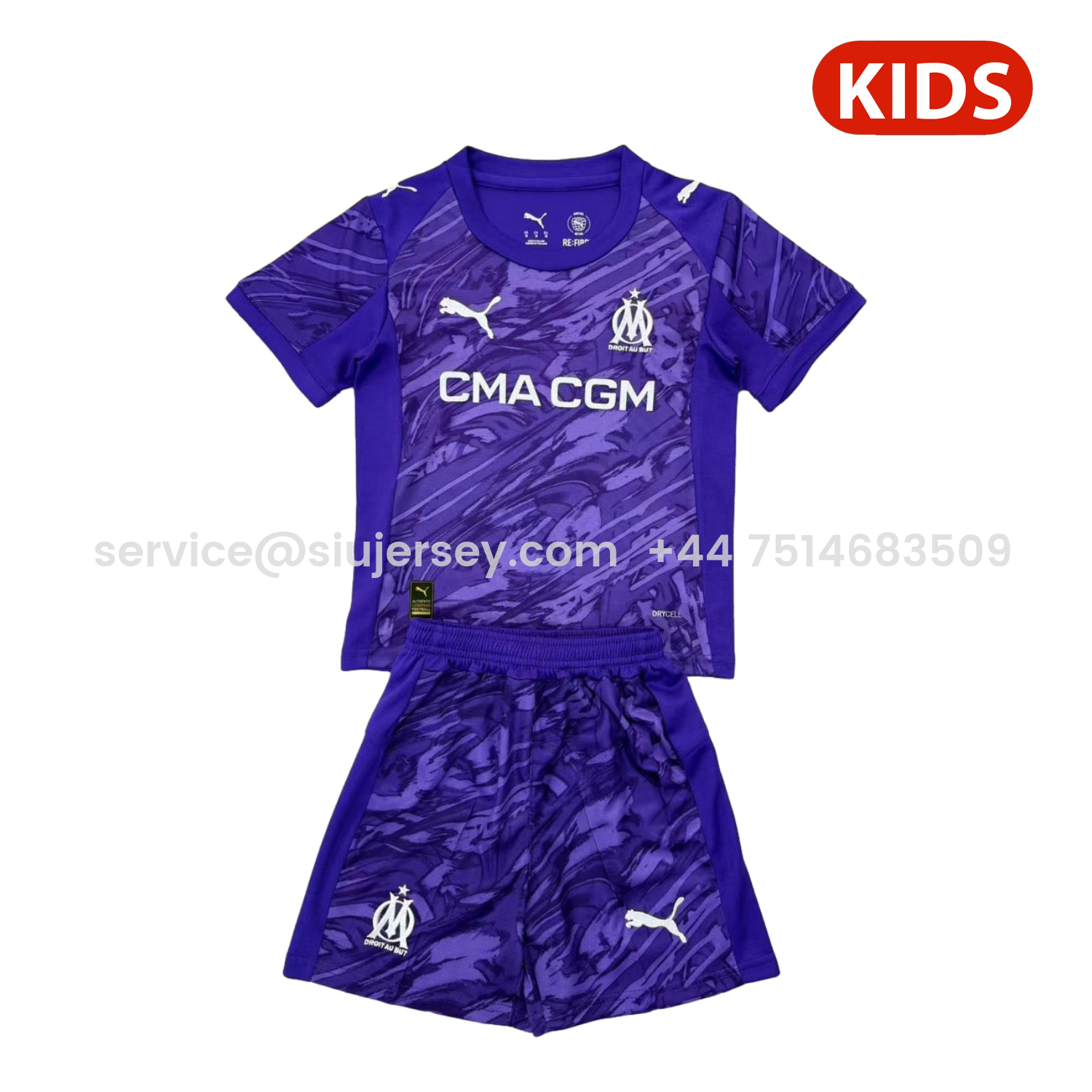 SIUjerseys-Marseille 25-26 Purple Goalkeeper Kids Kit