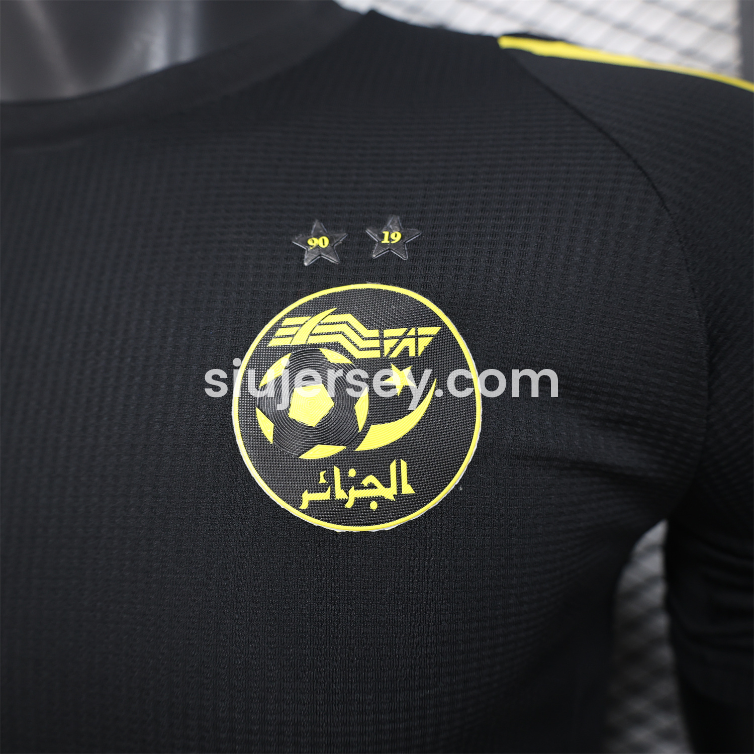 SIUjerseys-Algeria 25-26 Pure Black Jersey with Yellow Line - Player Version