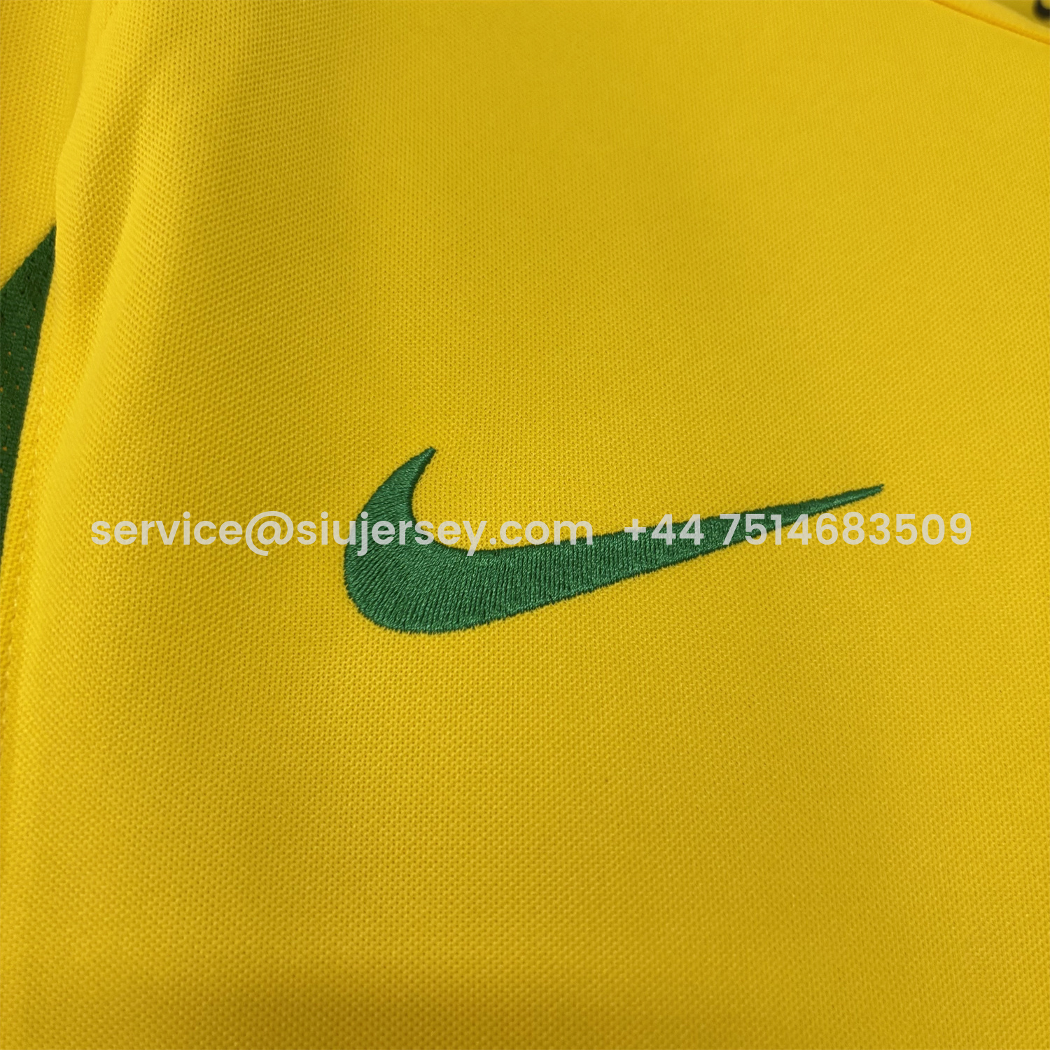 SIUjerseys-Retro Brazil 2002 Home Long Sleeves Jersey