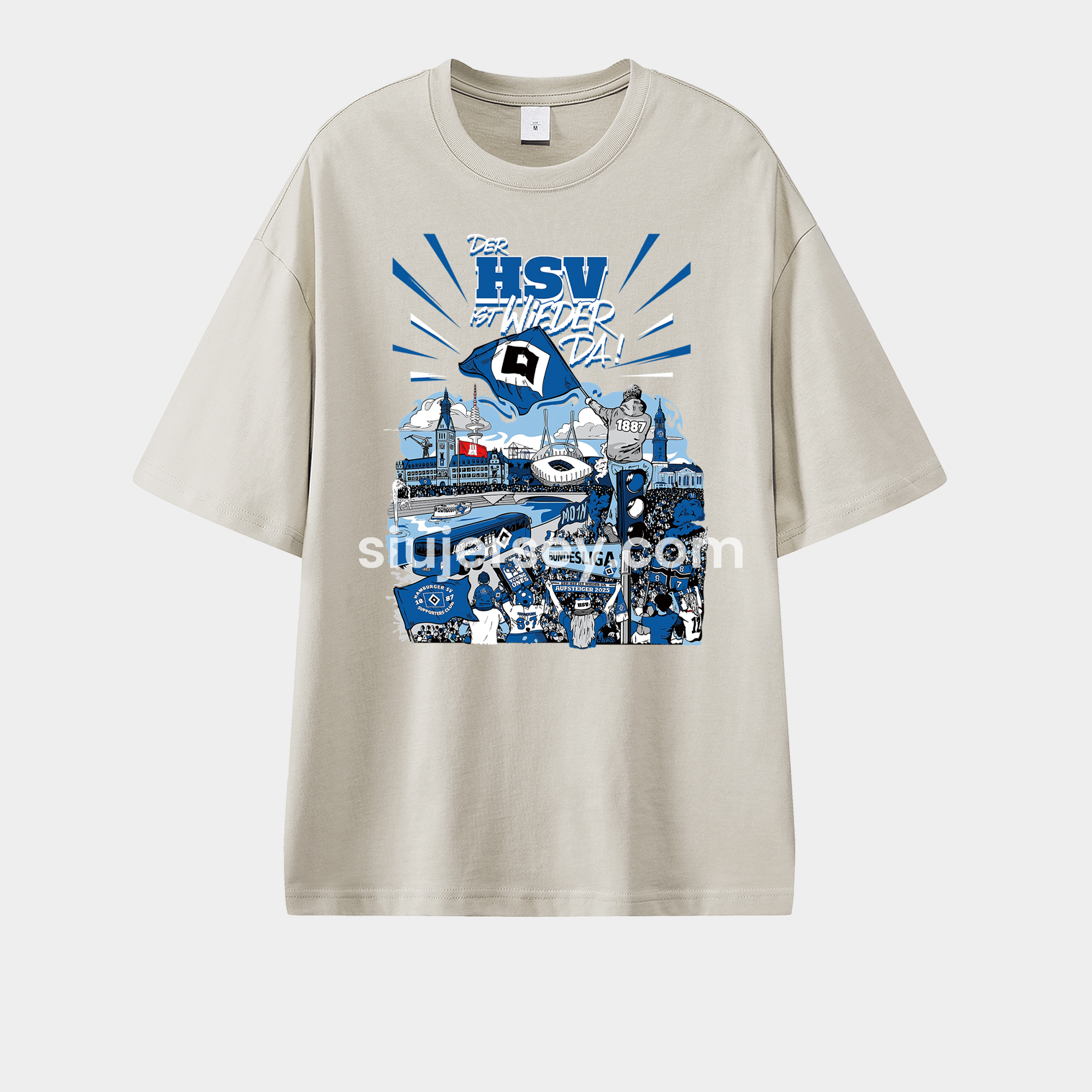 SIUjerseys-Hamburger SV DER HSV IST WIEDER DA 2024-25 2. Bundesliga Champion Unisex Pure Cotton T-shirt