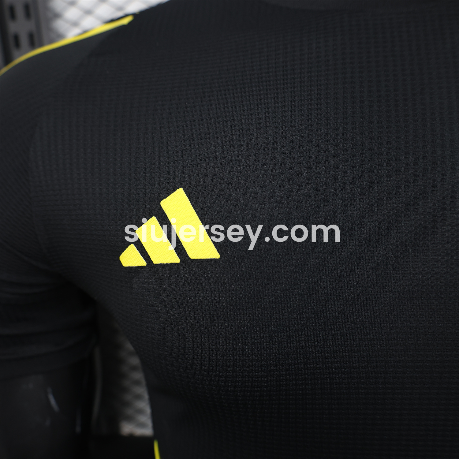 SIUjerseys-Algeria 25-26 Pure Black Jersey with Yellow Line - Player Version