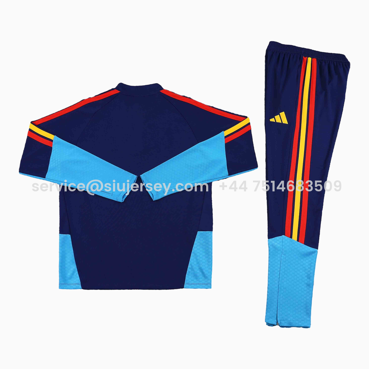 SIUjerseys-Spain 2026 Kids Long Sleeve Training Set - Deep Blue Top & Pants