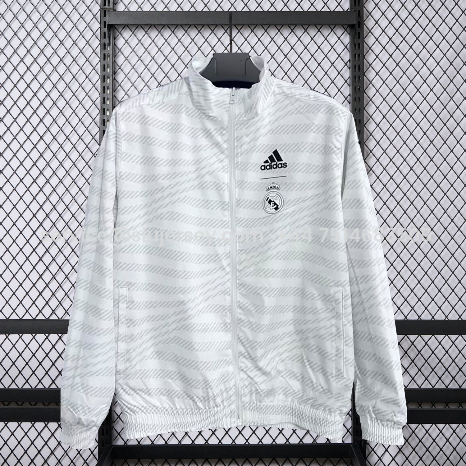 SIUjerseys-Real Madrid 25-26 Windbreaker Jacket - White And Grey