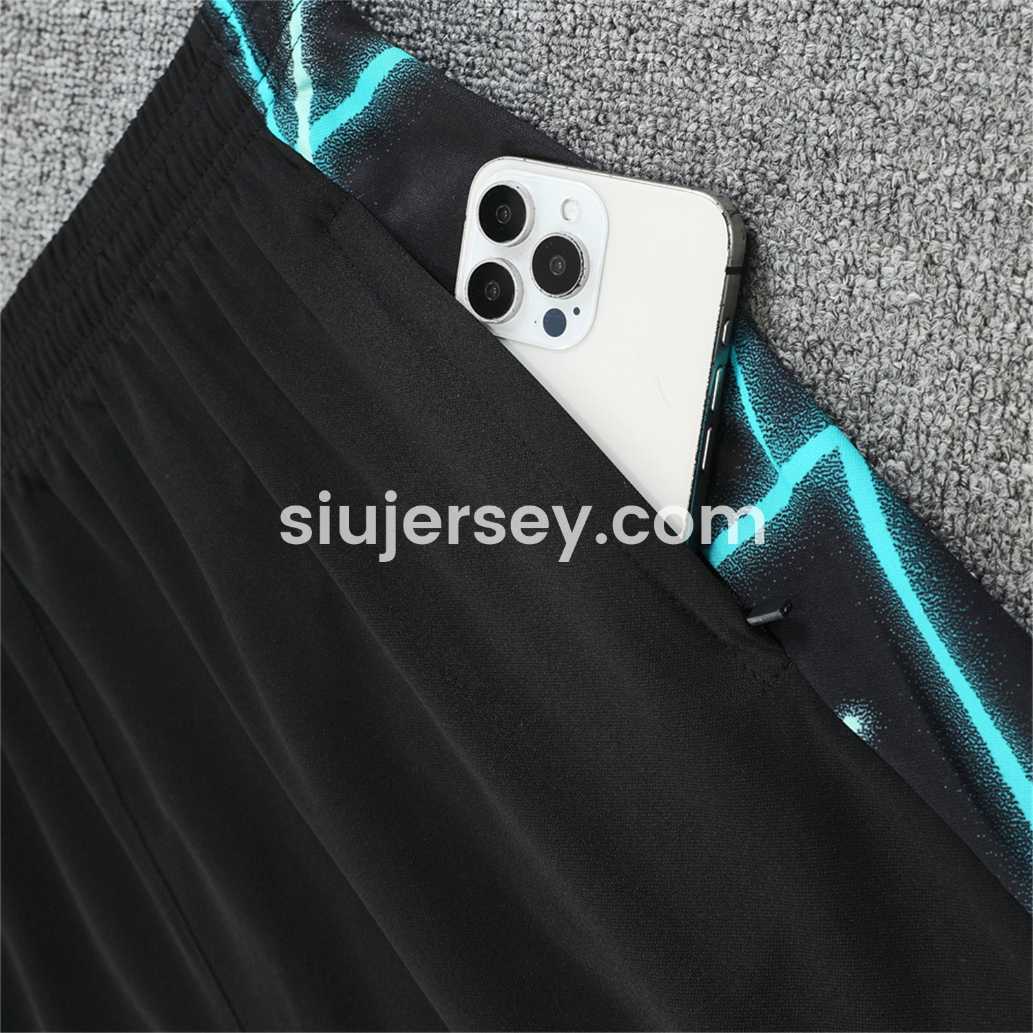 SIUjerseys-Inter Milan 25-26 Short-Sleeve Training Set - Blue Fluorescent Rays Black Top & Black Shorts