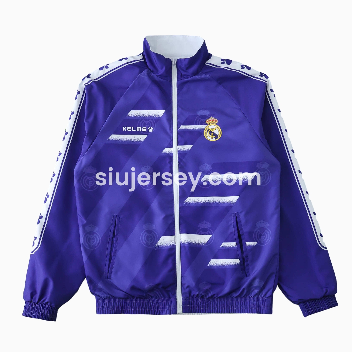 SIUjerseys-Retro Real Madrid 1995-96 Home & Away Double Sided Reversible Windbreaker - White & Purple