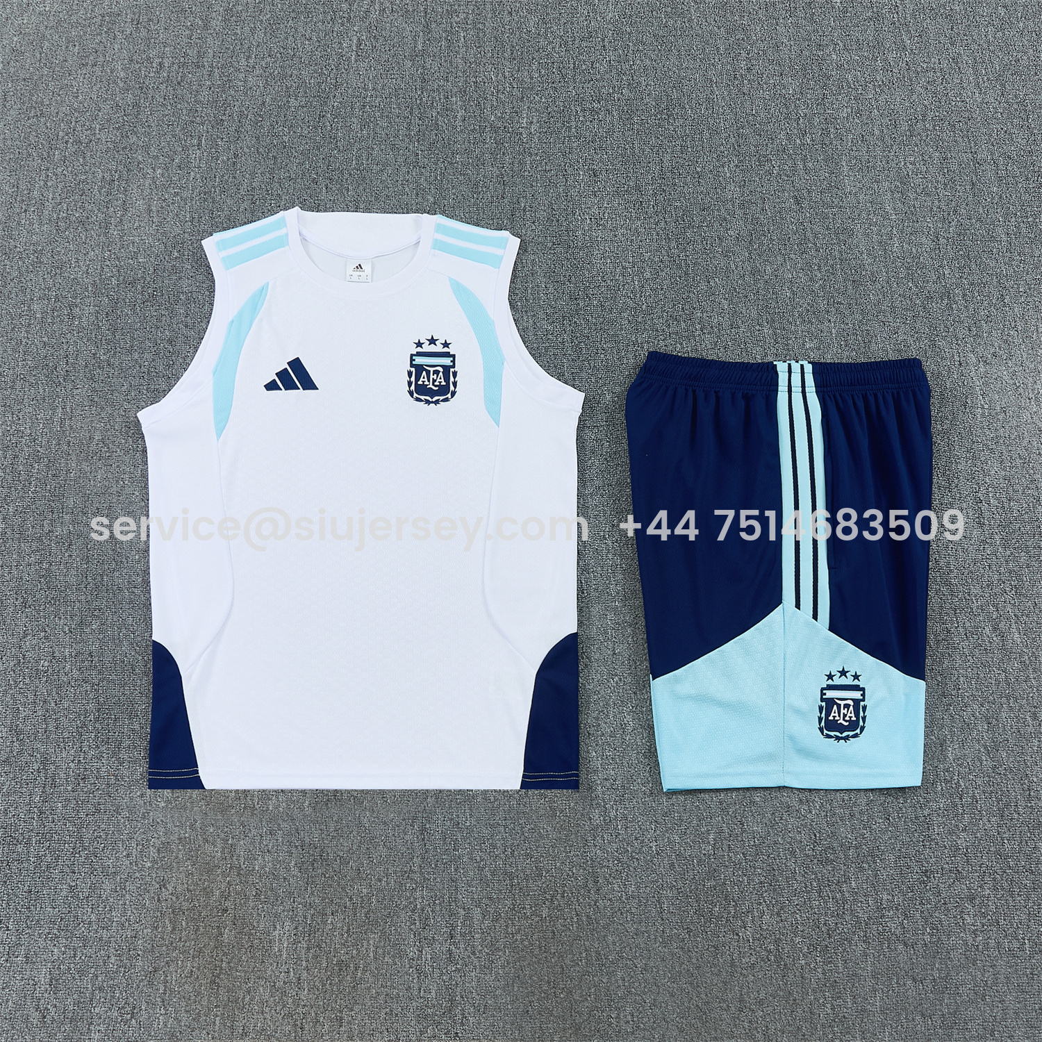 SIUjerseys-Argentina 2026 Vest Training Set - White Vest and Blue Shorts