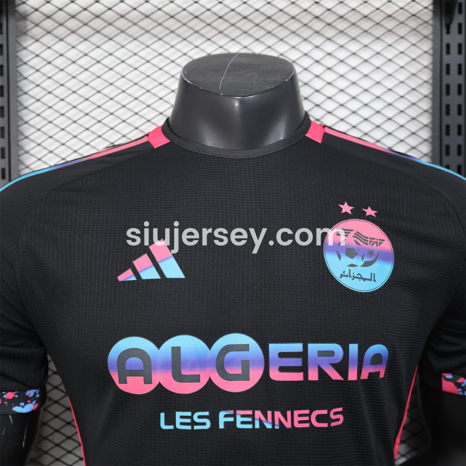 SIUjerseys-Algeria 25-26 Pure Black with Fluorescent Green Powder Advertising Jersey - Player Version