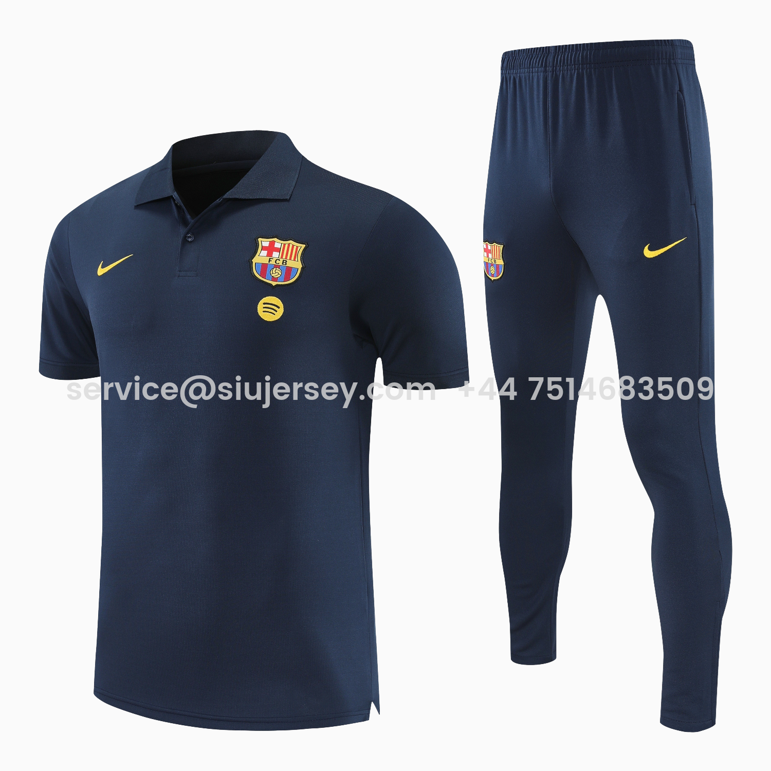 SIUjerseys-Barcelona 25-26 POLO Short-Sleeve Training Set - Dark Blue Top and Pants