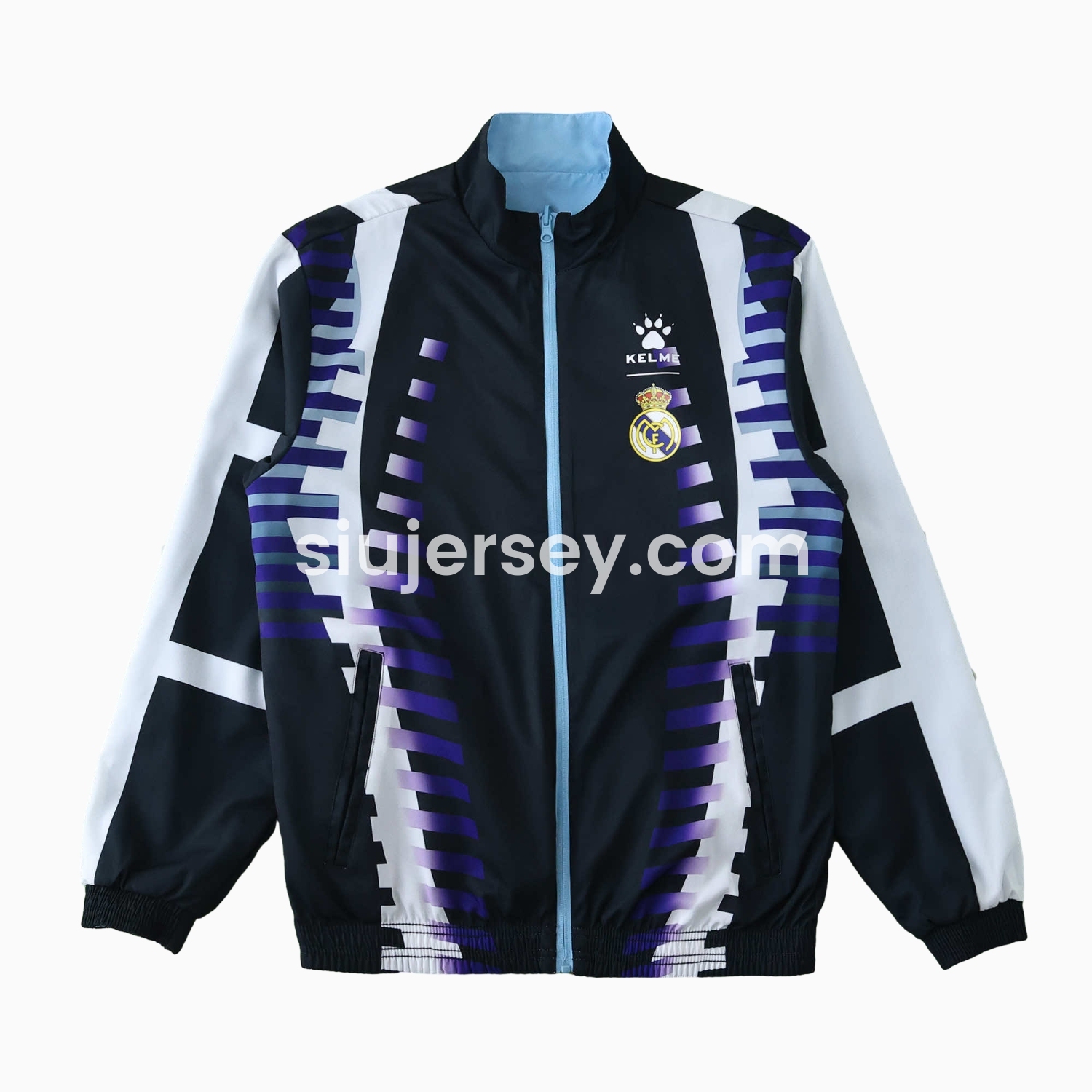 SIUjerseys-Retro Real Madrid 1997-98 Third Double Sided Reversible Windbreaker - Black & Blue