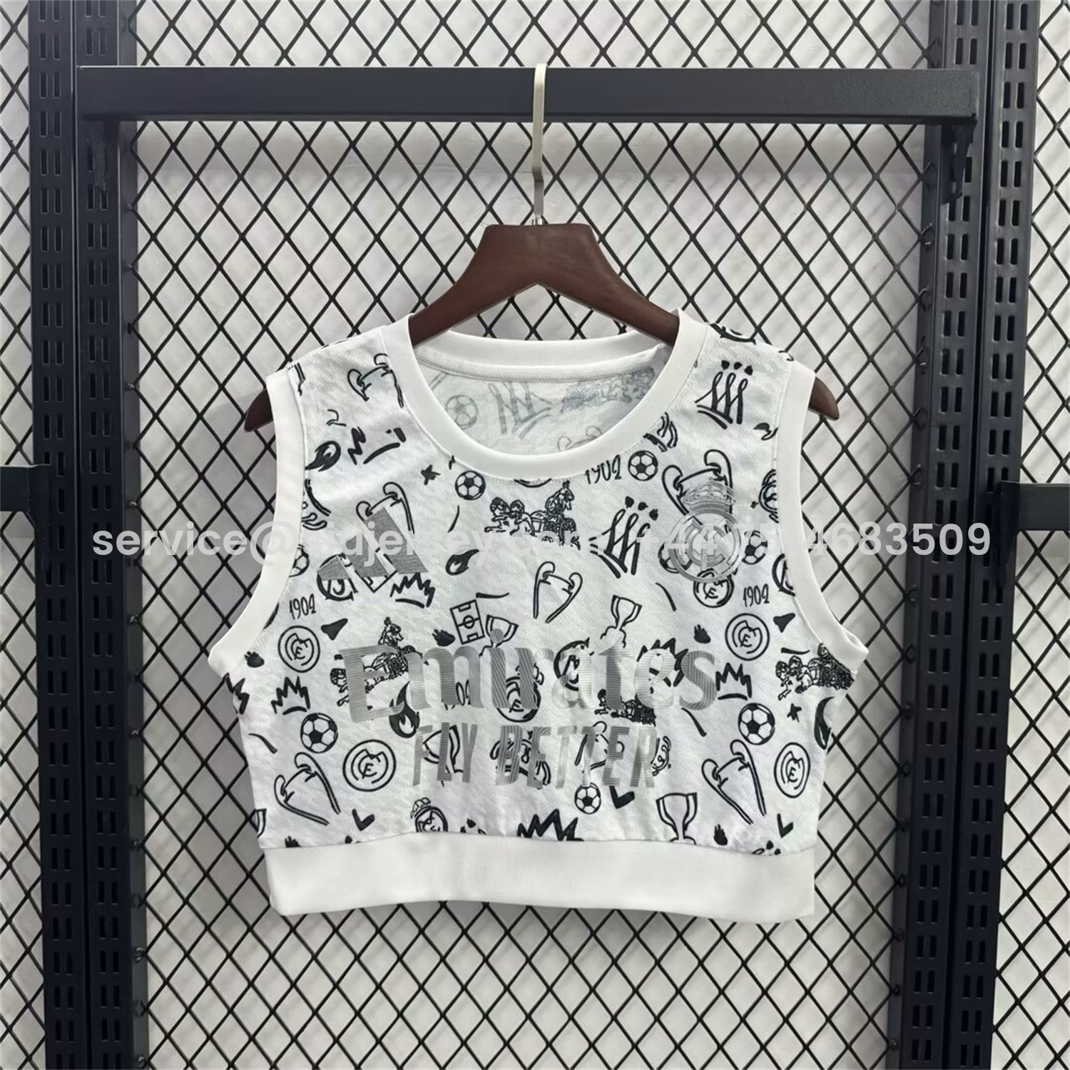 SIUjerseys-Women's Real Madrid 25-26 White Yoga Vest with Black Emoji Icons