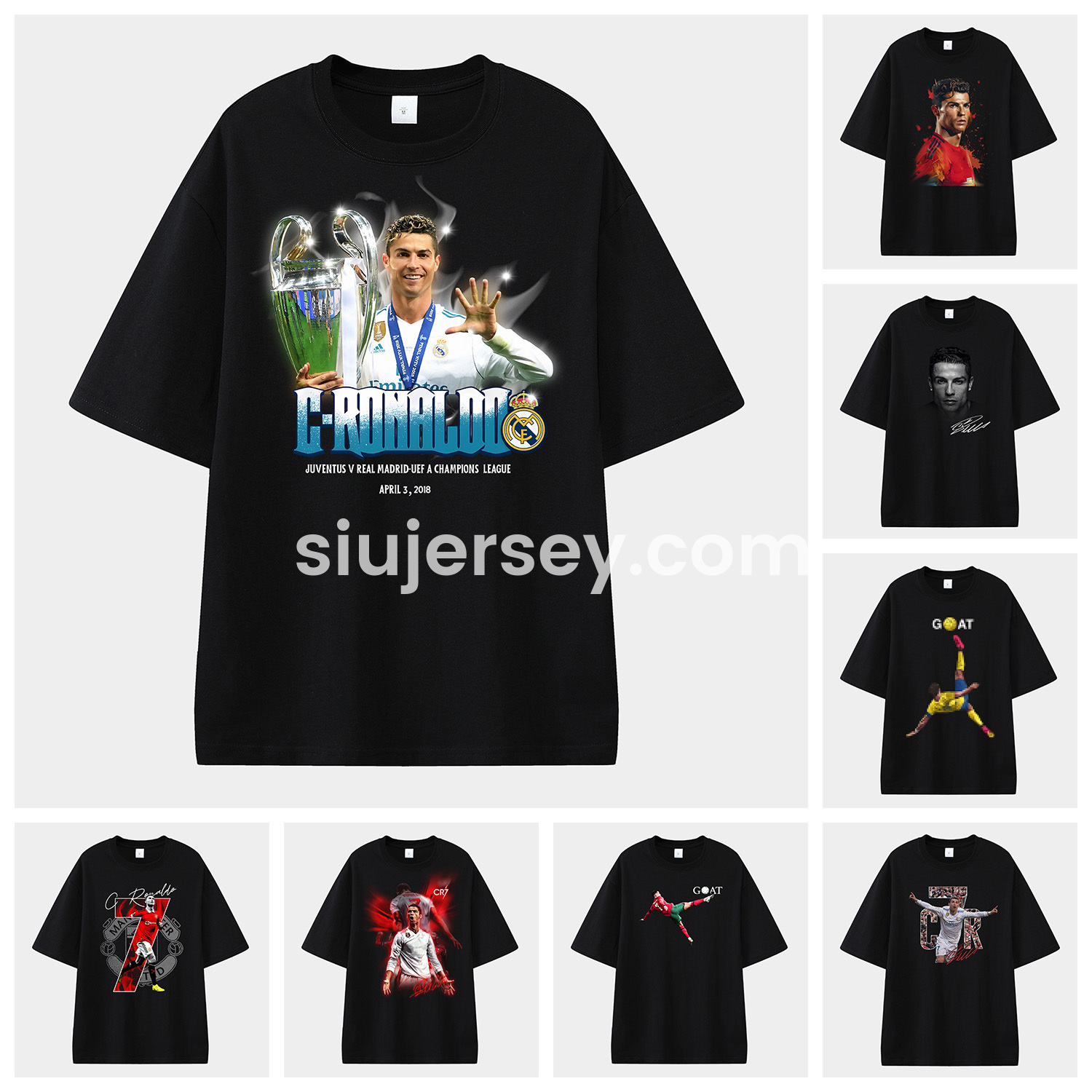 SIUjerseys-Cristiano Ronaldo Portugal Real Madrid Manchester United Unisex Pure Cotton T-shirt
