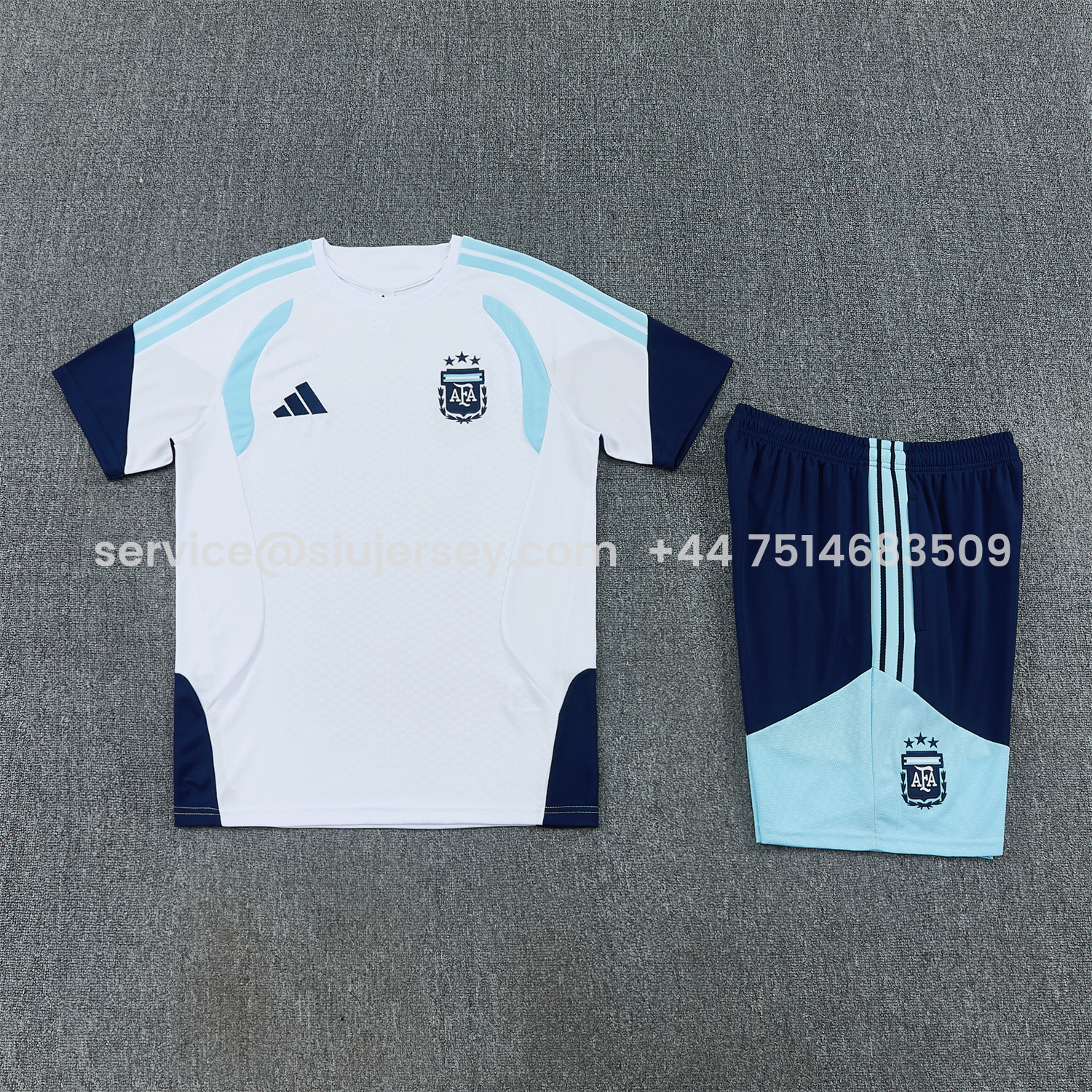 SIUjerseys-Argentina 2026 Short-Sleeve Training Set - White Top and Dark Blue Shorts