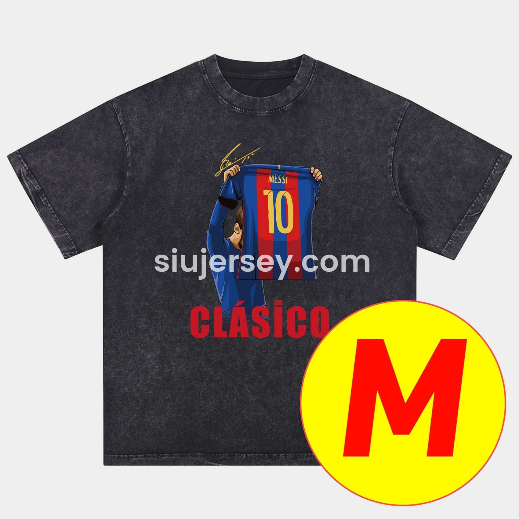SIUjerseys-Messi GOAT Argentina Barcelona INT M.A.M Oversized Washed T-Shirt