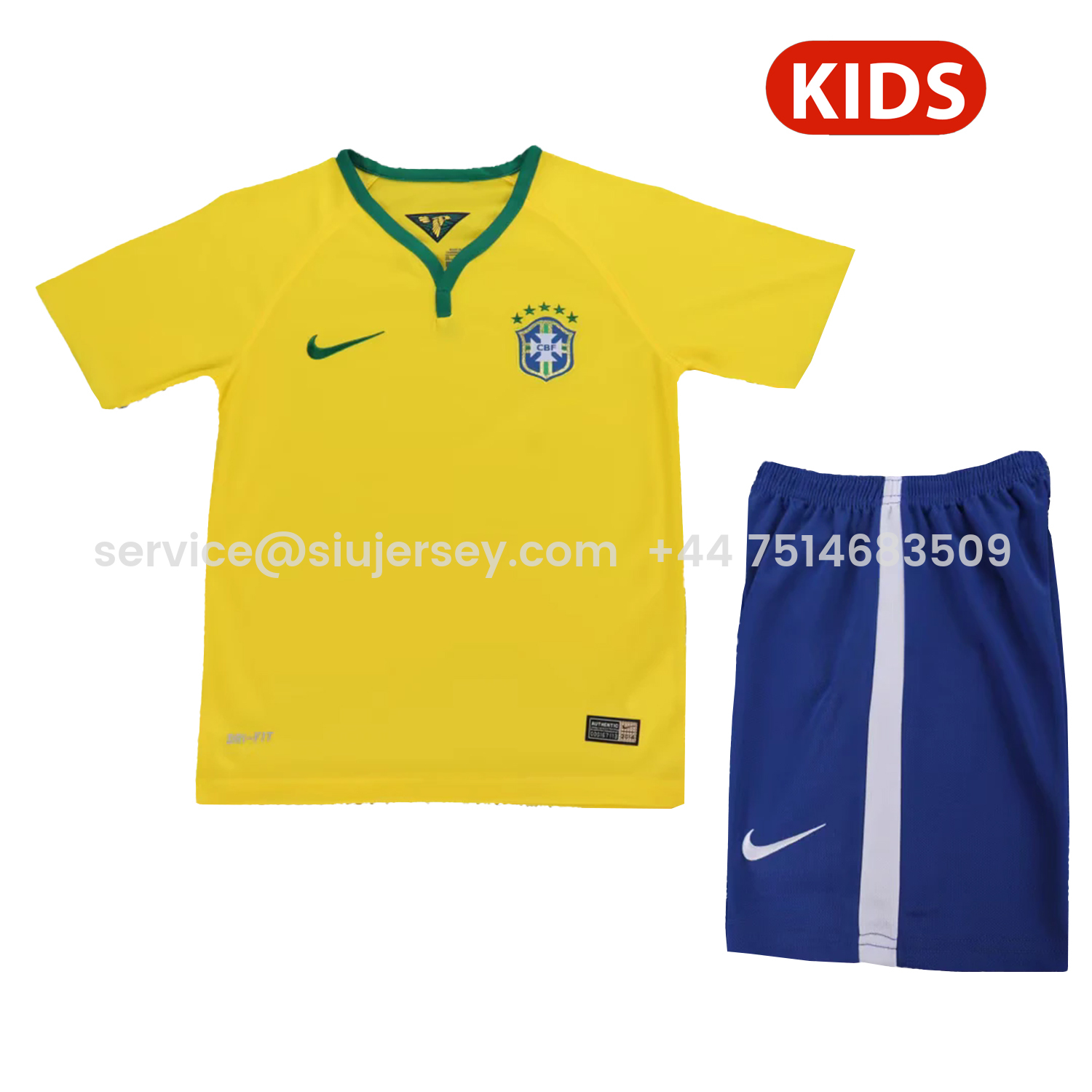 SIUjerseys-Retro Brazil 2014 Home Kids Kit