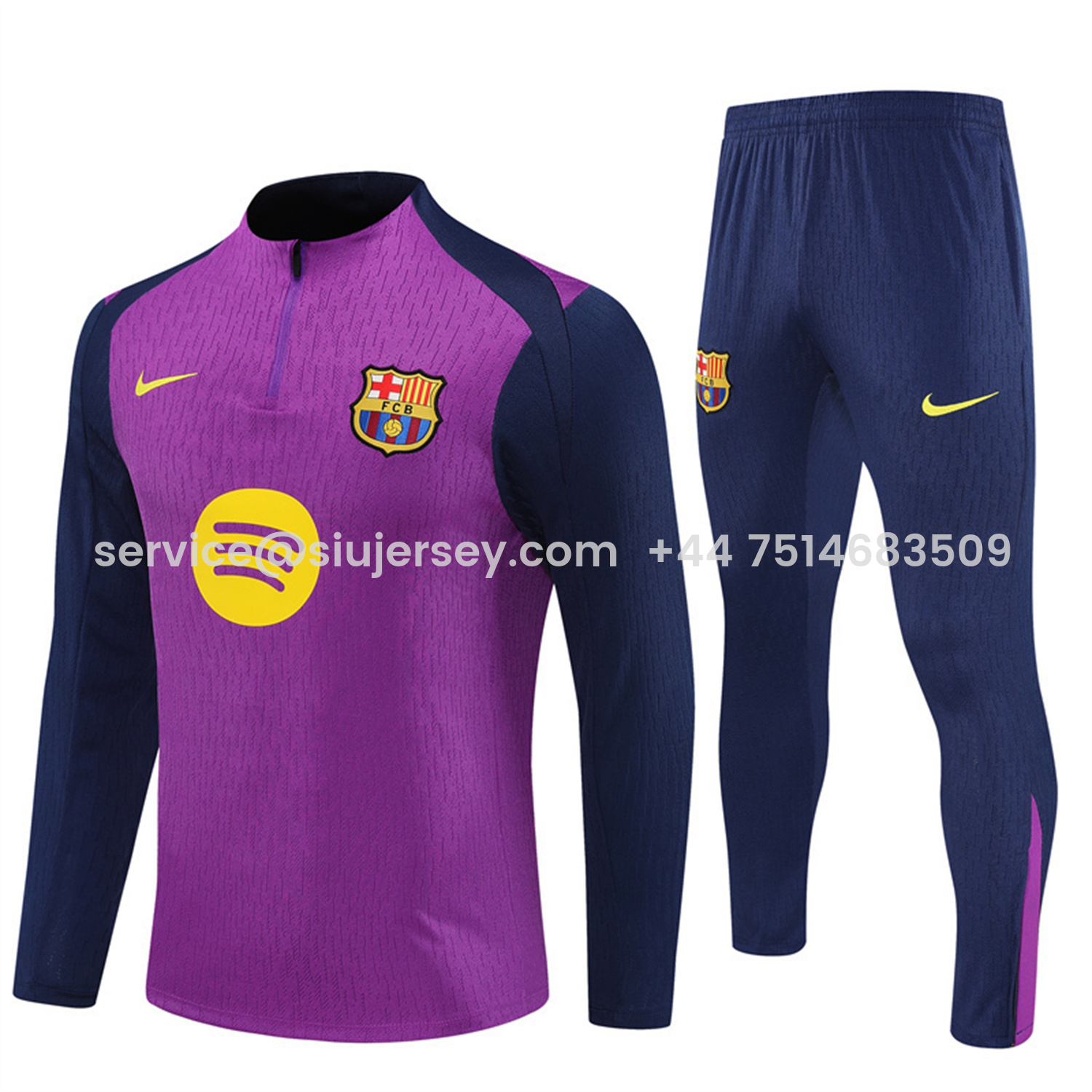 SIUjerseys-Barcelona 25-26 Long Sleeve Training Set - Purple Top & Deep Blue Pants