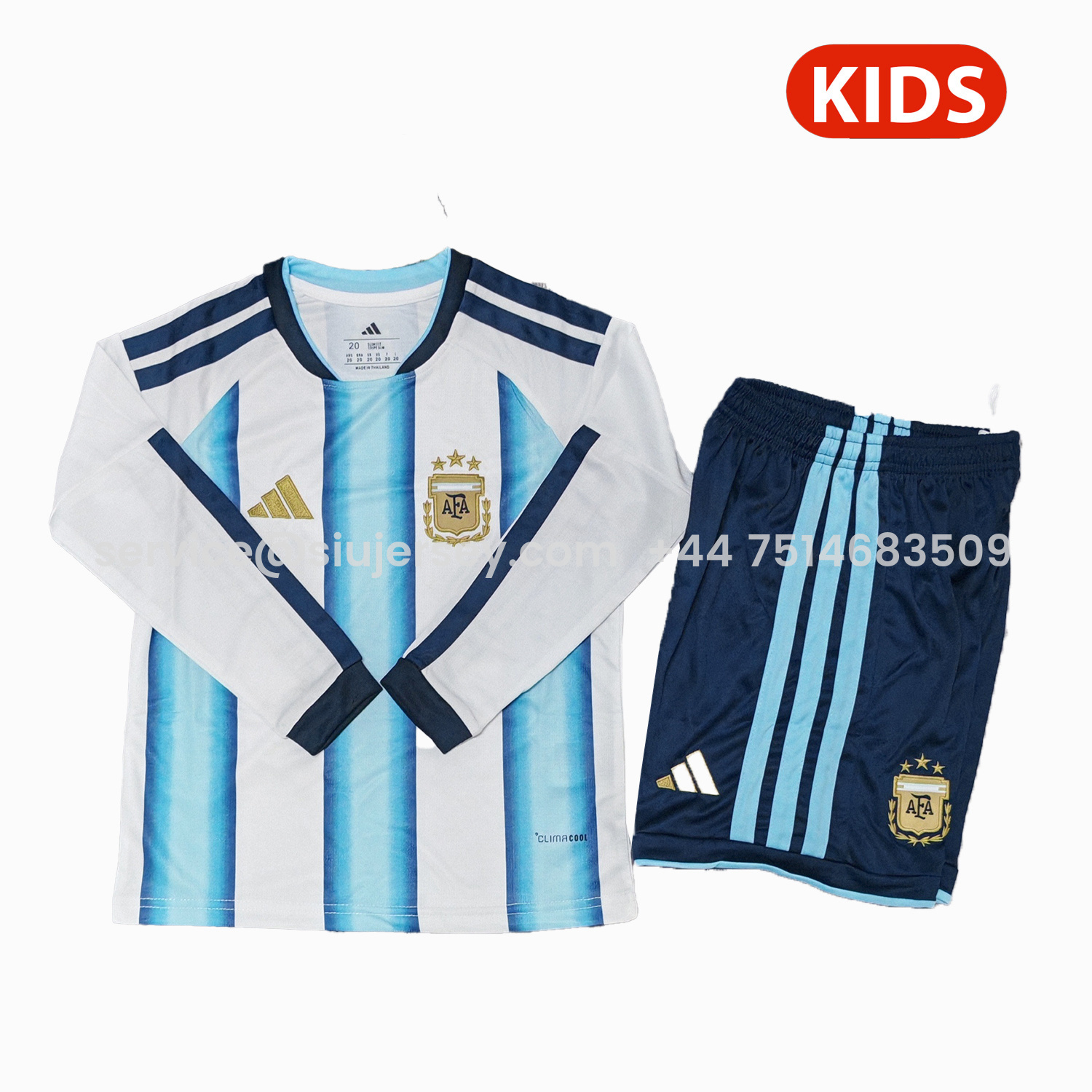 SIUjerseys-Argentina 2026 Home Long Sleeves Kids Kit - Without Chest Patch