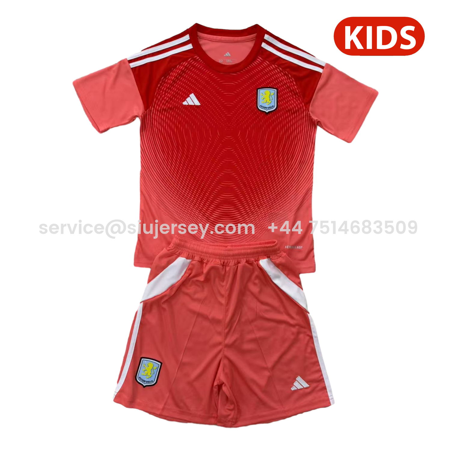 SIUjerseys-Aston Villa 25-26 Red Goalkeeper Kids Kit
