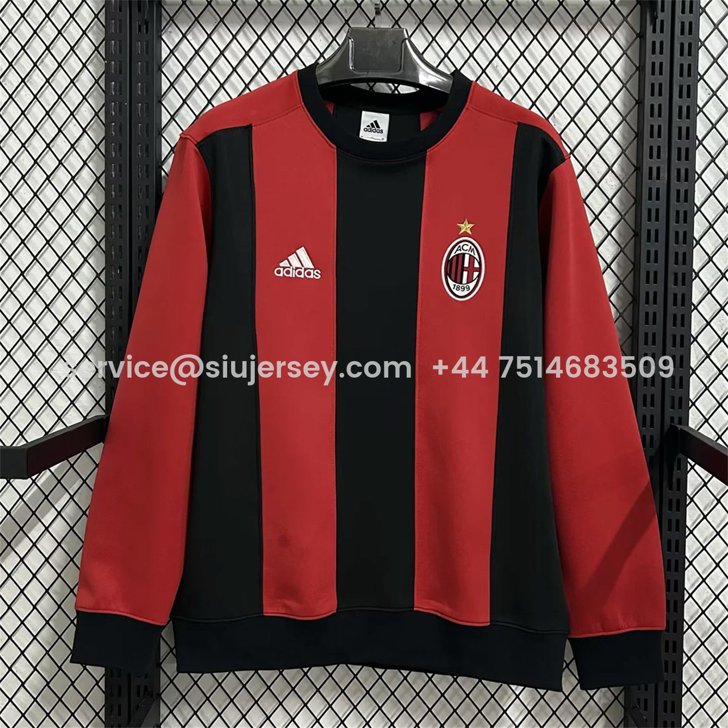 SIUjerseys-AC Milan Red Black Stripes Unisex Pullover Hoodieullover Hoodie