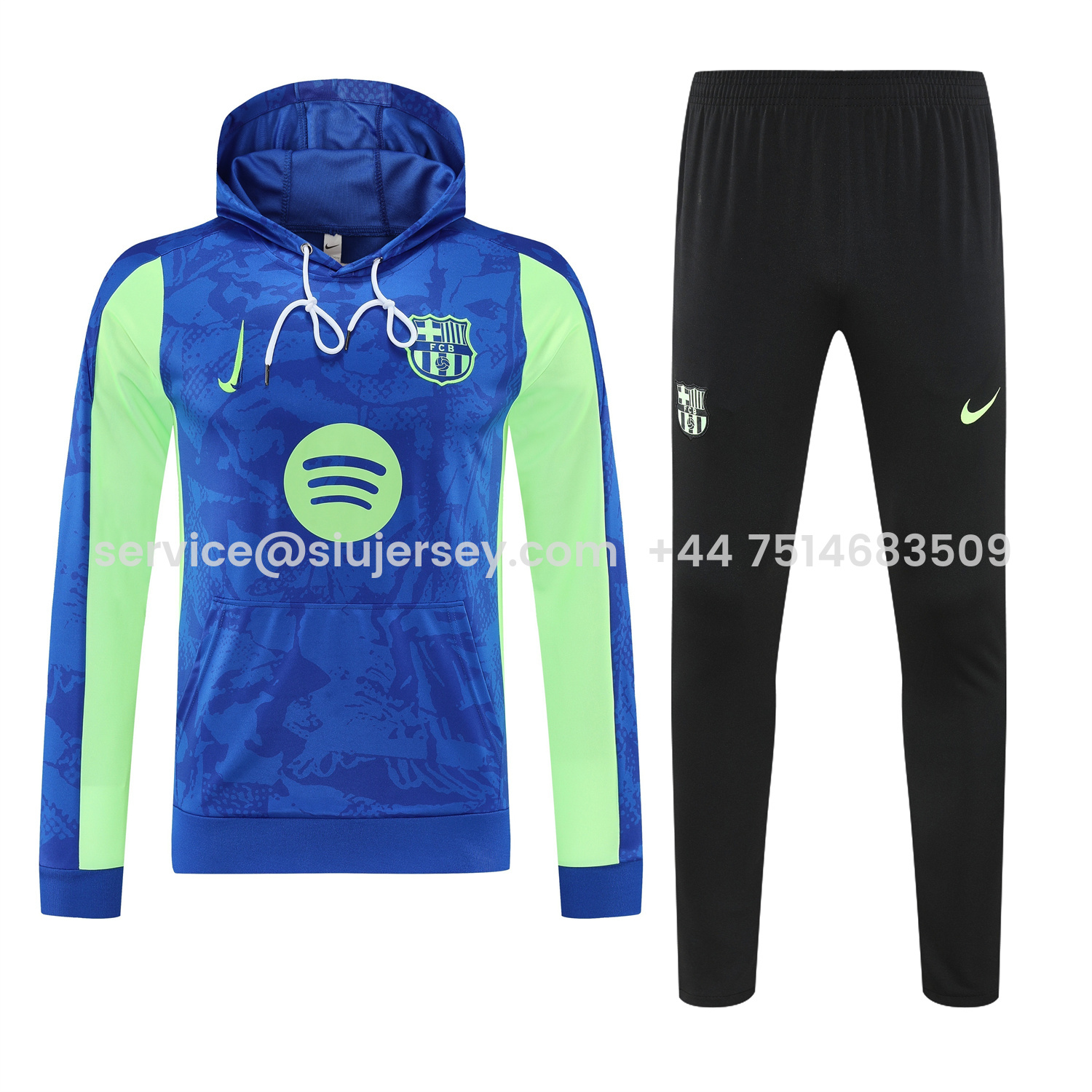 SIUjerseys-Barcelona 25-26 Training Hoodie Set - Blue Green Hoodie and Black Pants