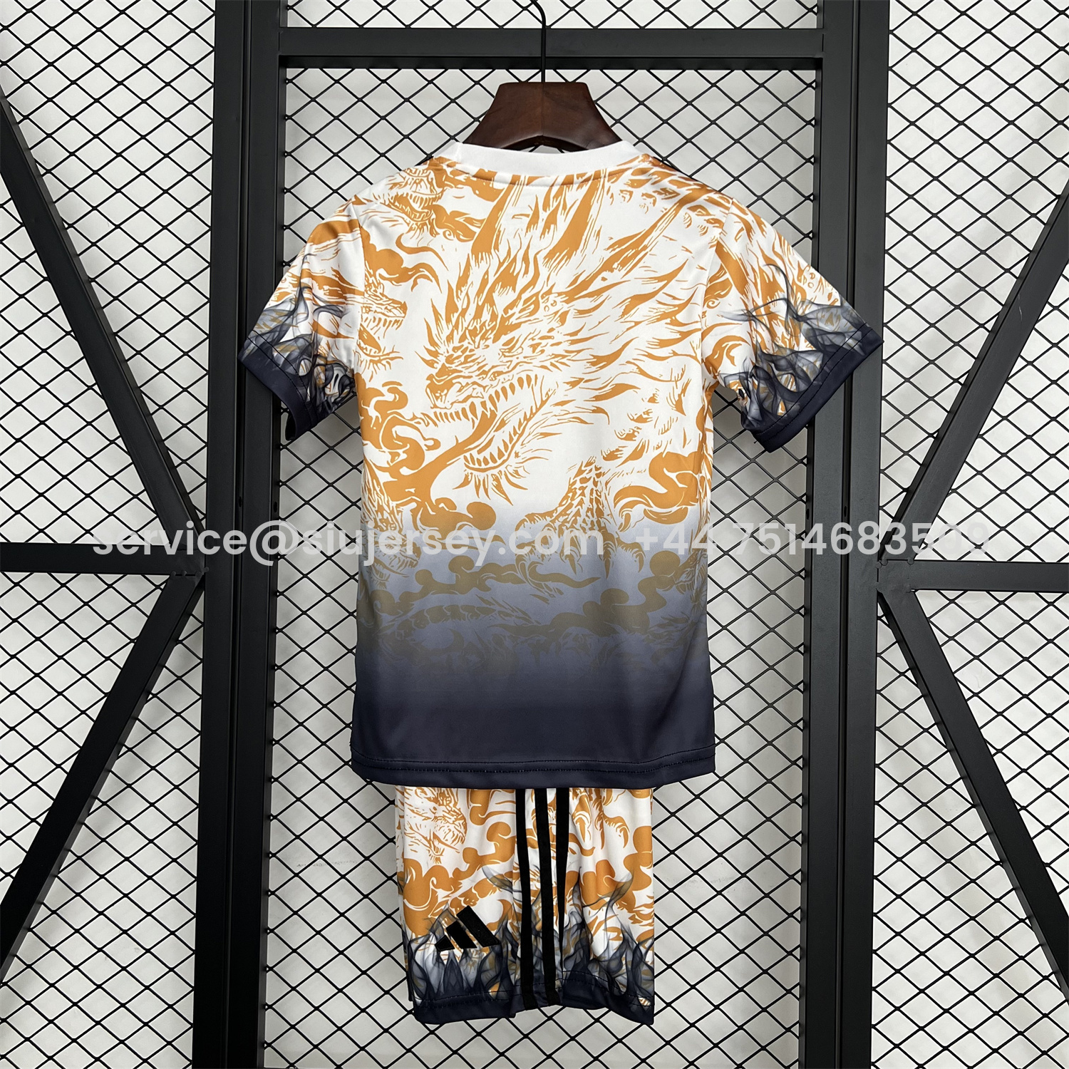 SIUjerseys-Real Madrid 25-26 Orange And Black Dragon Special Kids Kit