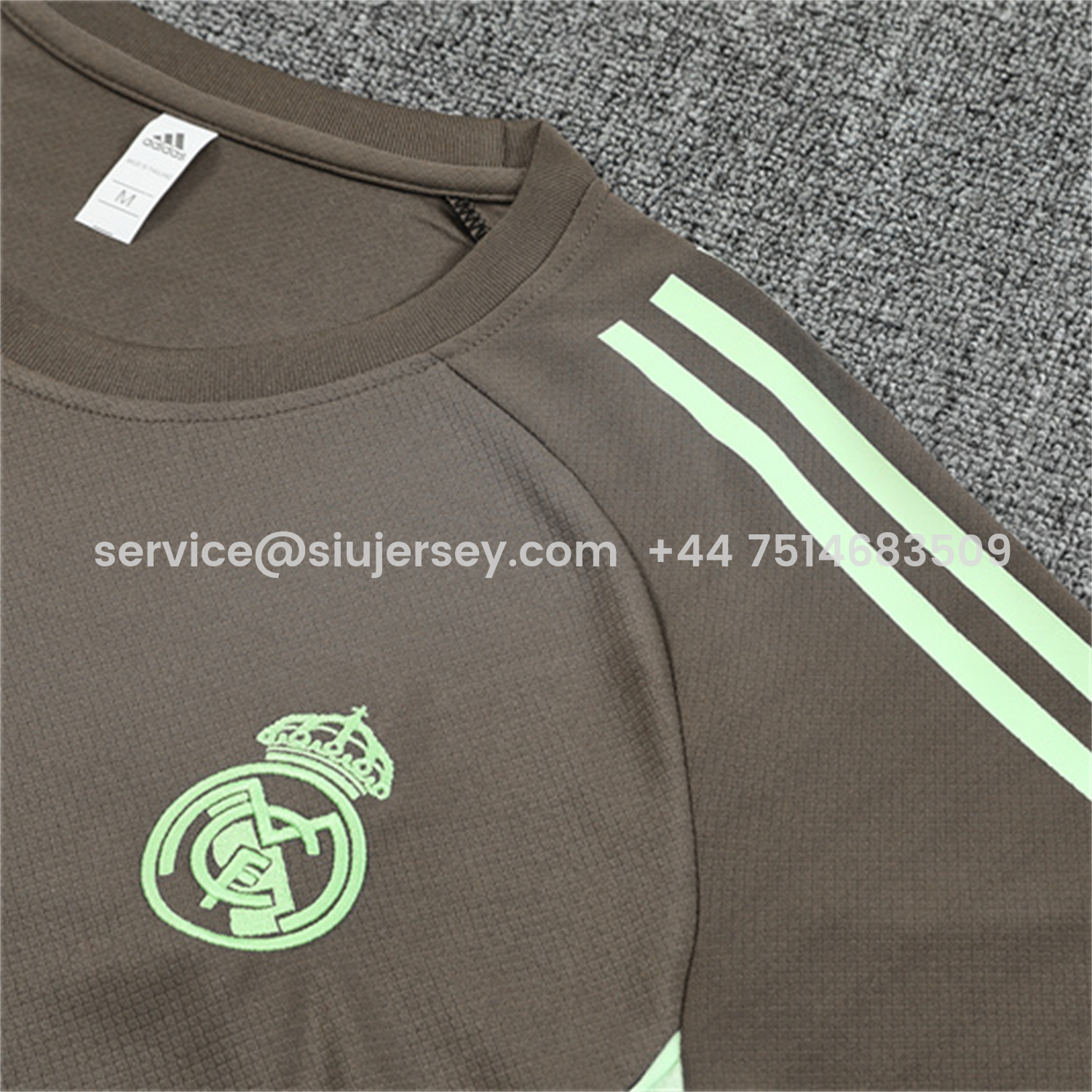 SIUjerseys-Real Madrid 25-26 Short-Sleeve Training Set - Dark Khaki Top and Shorts