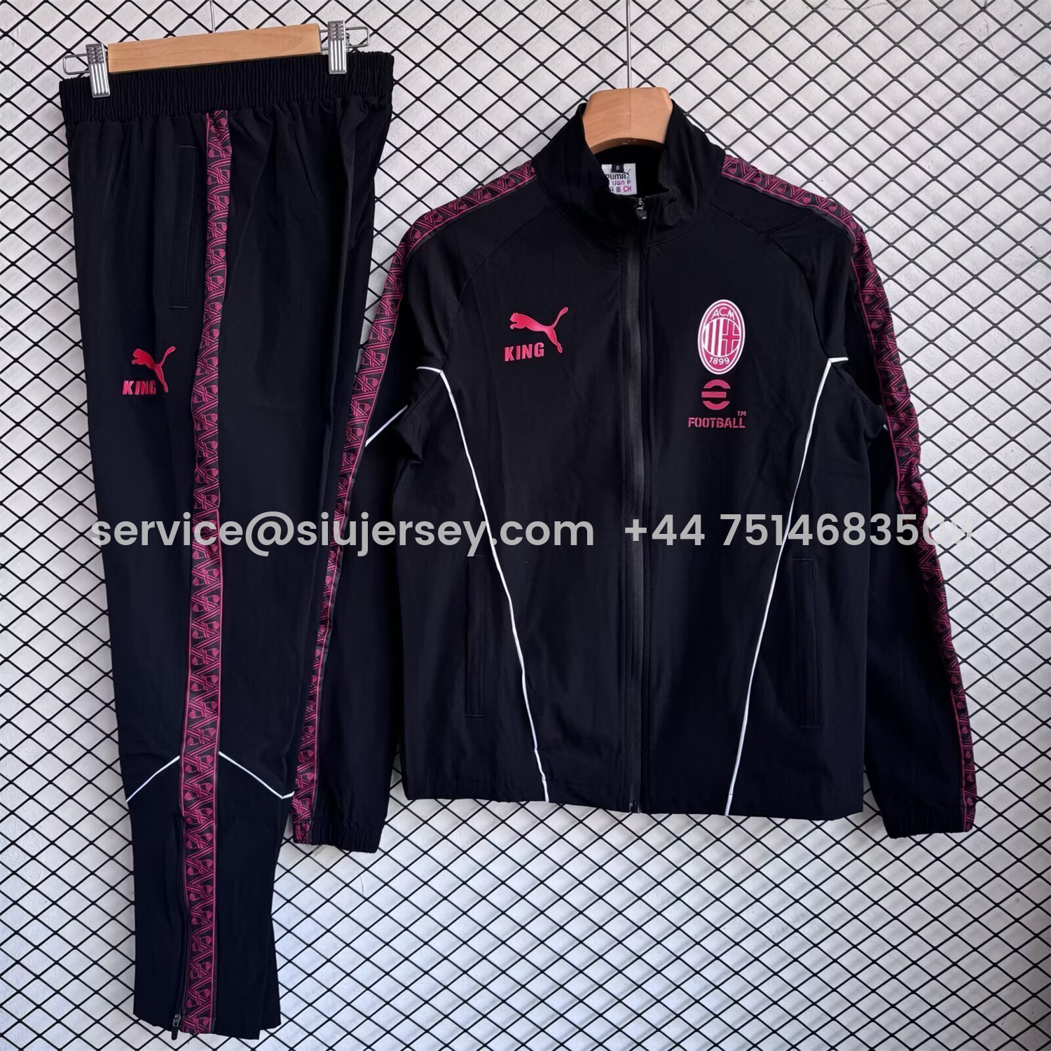 SIUjerseys-AC Milan 25-26 Windbreaker Training Set - Red Black Top and Pants