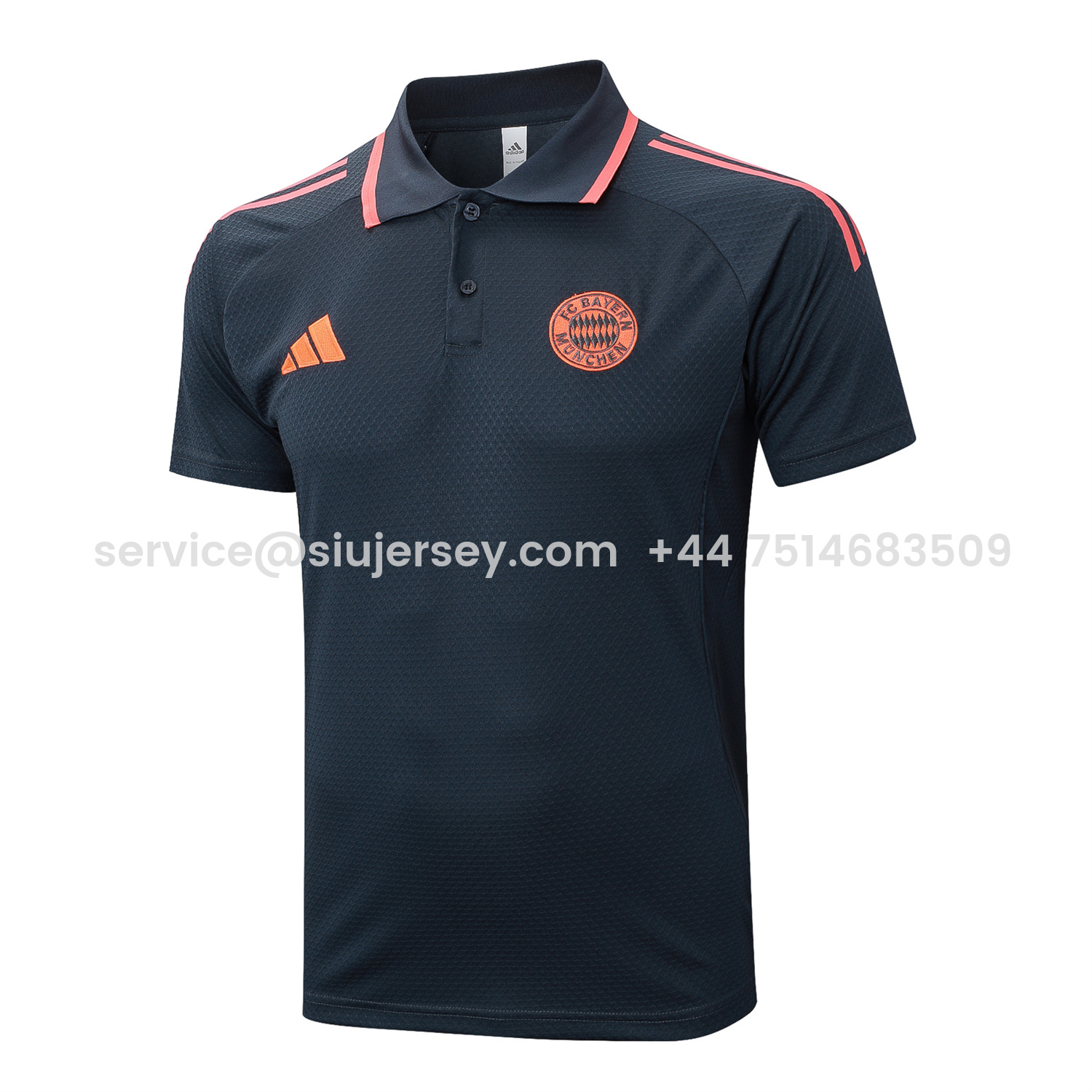 SIUjerseys-Bayern Munich 25-26 POLO Short-Sleeve Training Set - Deep Grey Top and Pants with Orange Badge