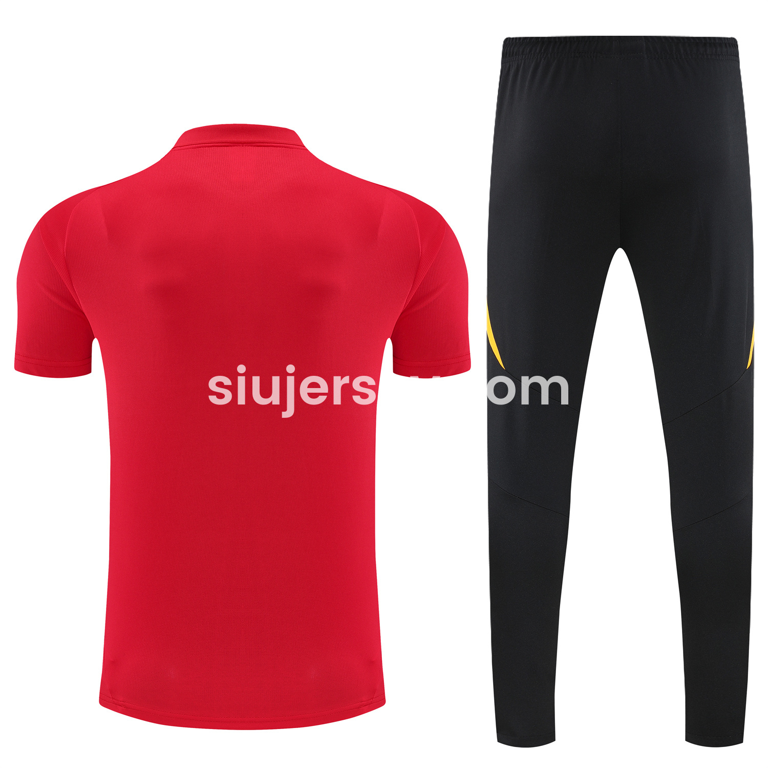 SIUjerseys-Bayern Munich 25-26 POLO Short-Sleeve Training Set - Red Top and Black Pants