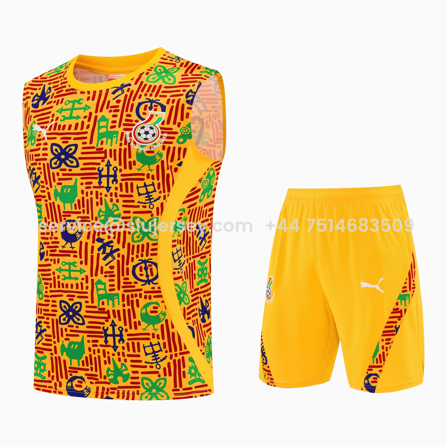 SIUjerseys-Ghana 2026 Vest Training Set - Yellow Vest and Shorts
