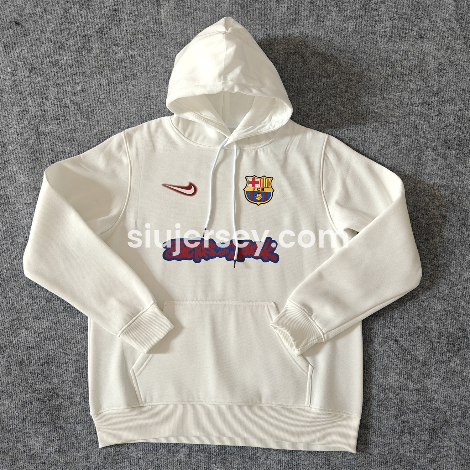 SIUjerseys-Barcelona x Travis Scott Team Logo On Both Sides Unisex Pullover Hoodie