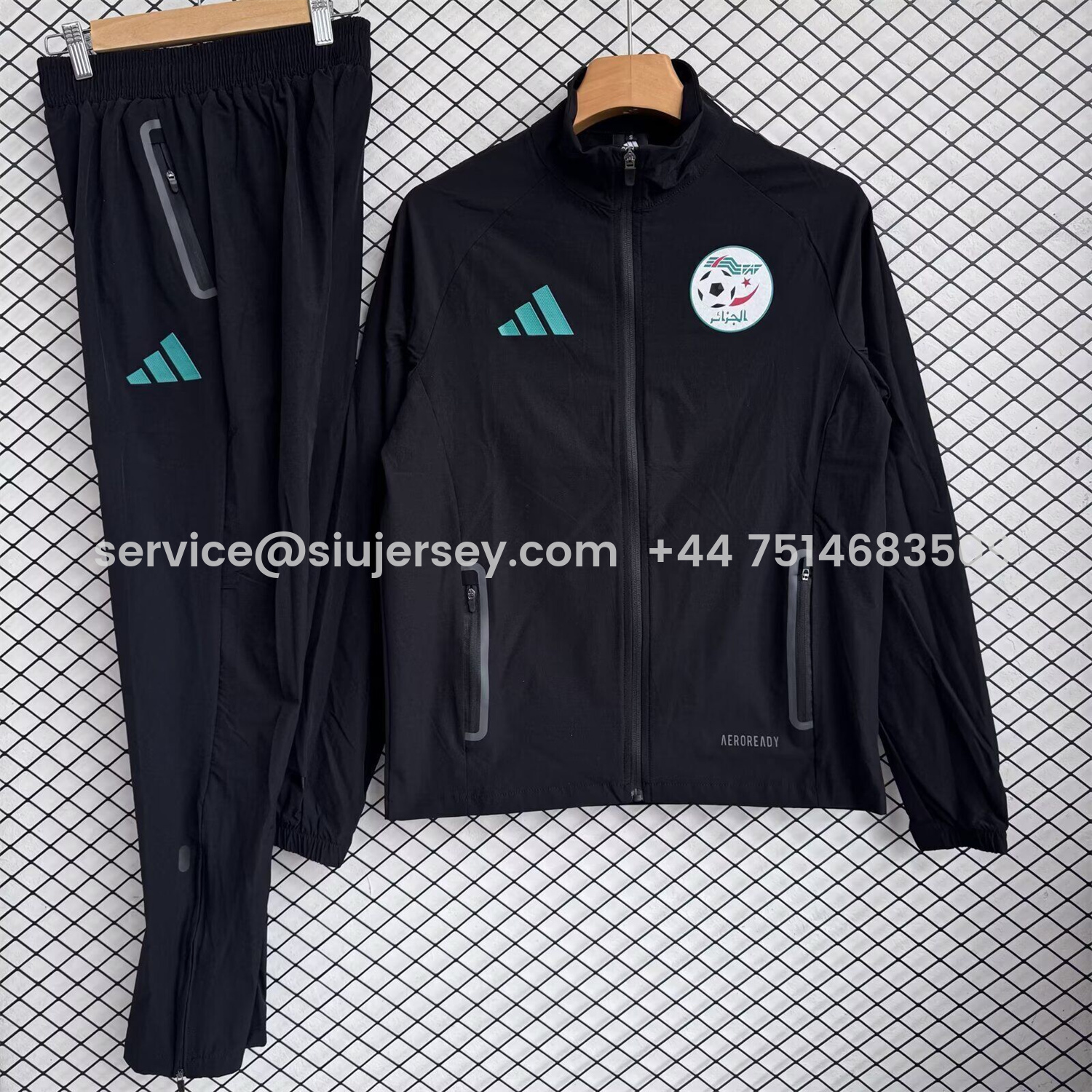 SIUjerseys-Algeria 25-26 Windbreaker Training Set - Black Top and Pants