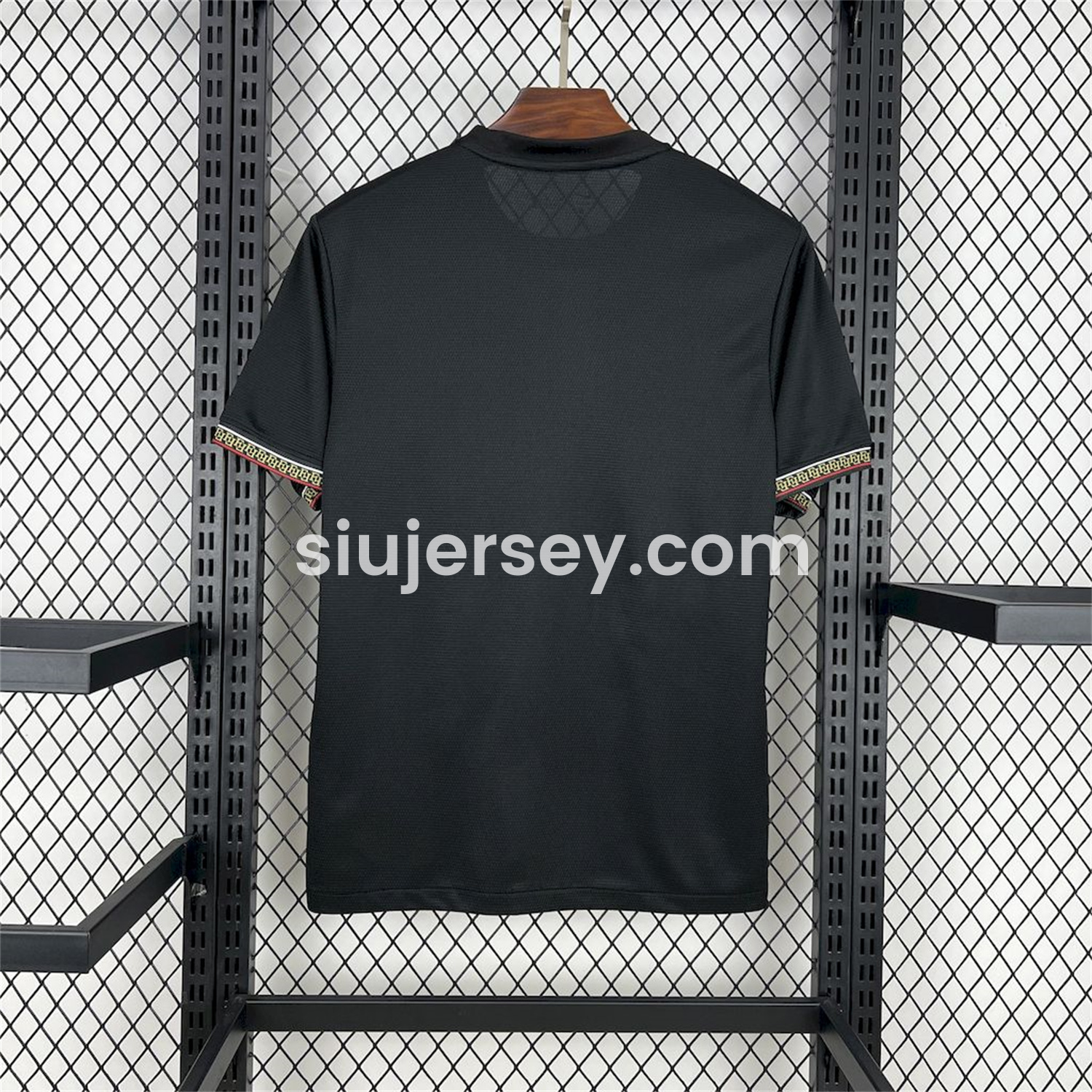 SIUjerseys-Paris Saint-Germain PSG 25-26 Red White Stripes Black Jersey - Fans Version